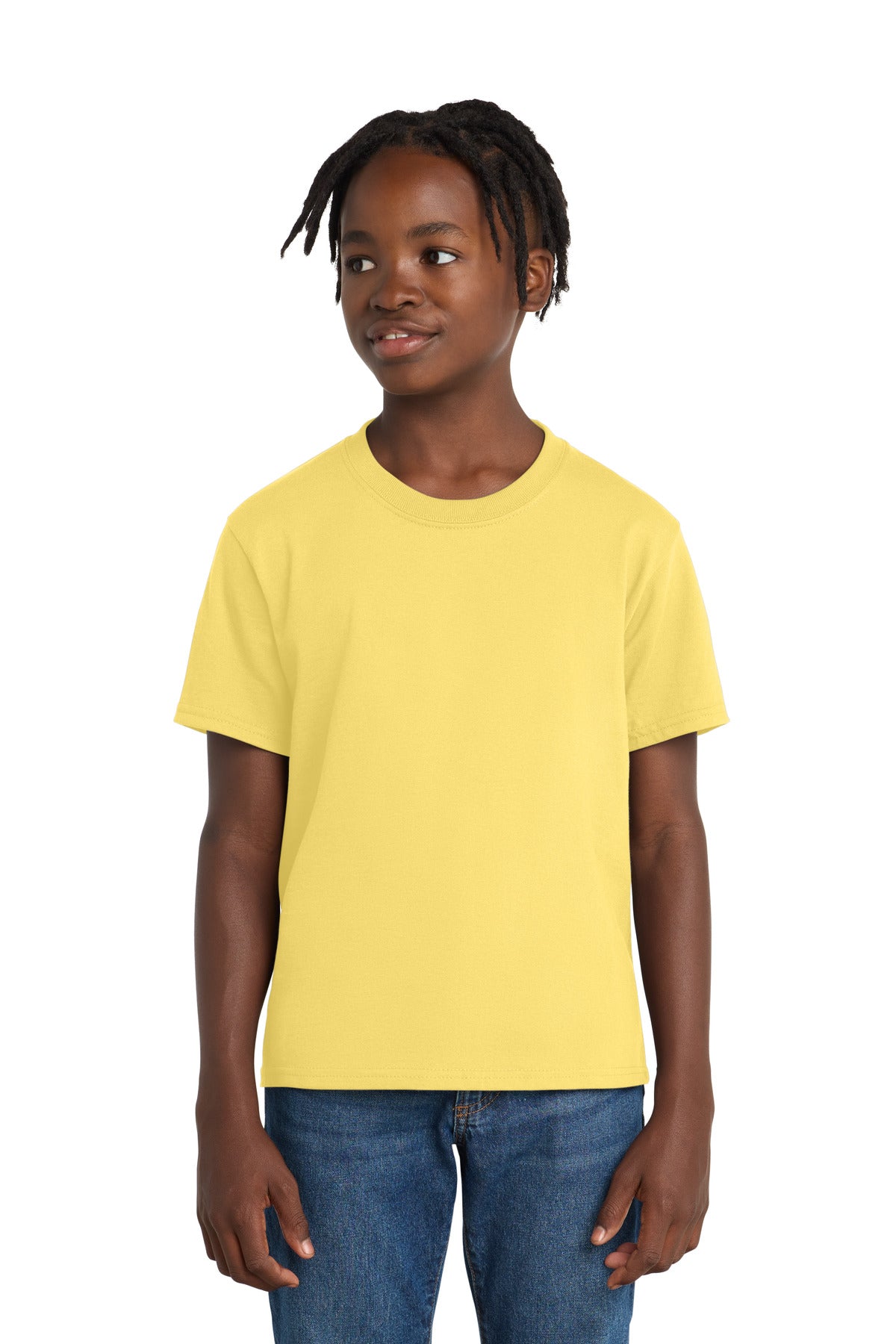 Port & Co Youth Essential Tee. PC61Y in Daffodil Yellow