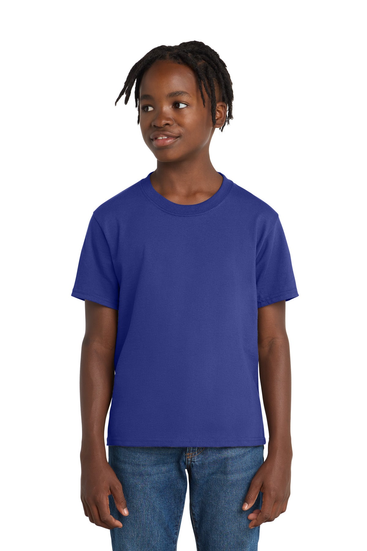 Port & Co Youth Essential Tee. PC61Y in Deep Marine