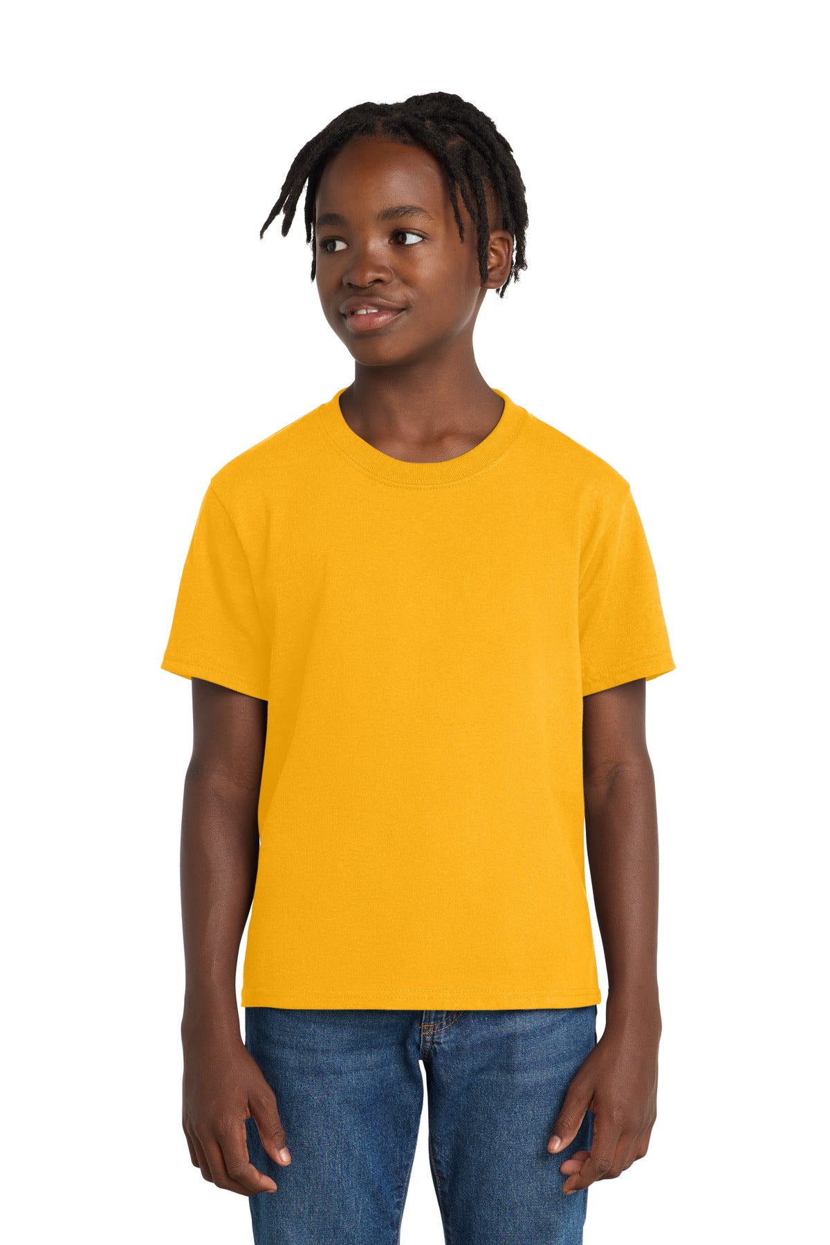Port & Co Youth Essential Tee. PC61Y in Gold