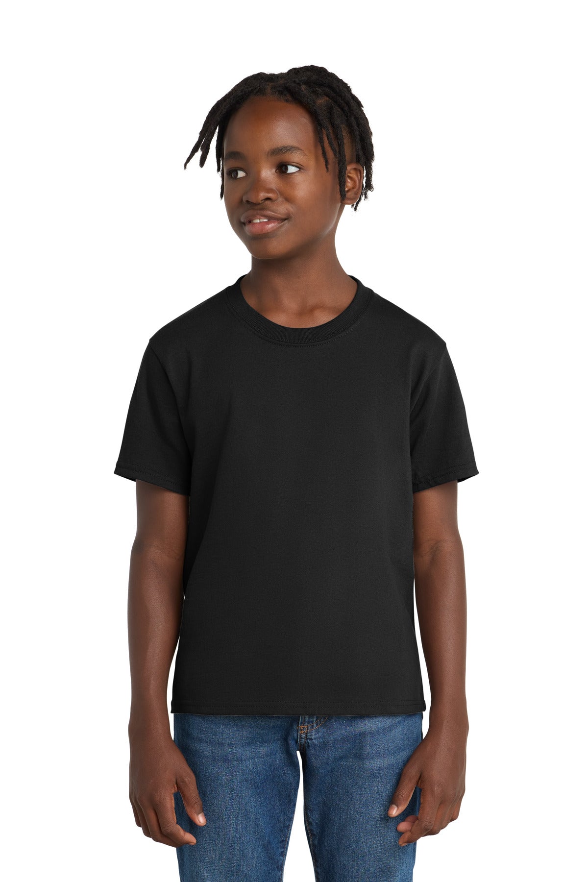 Port & Co Youth Essential Tee. PC61Y in Jet Black