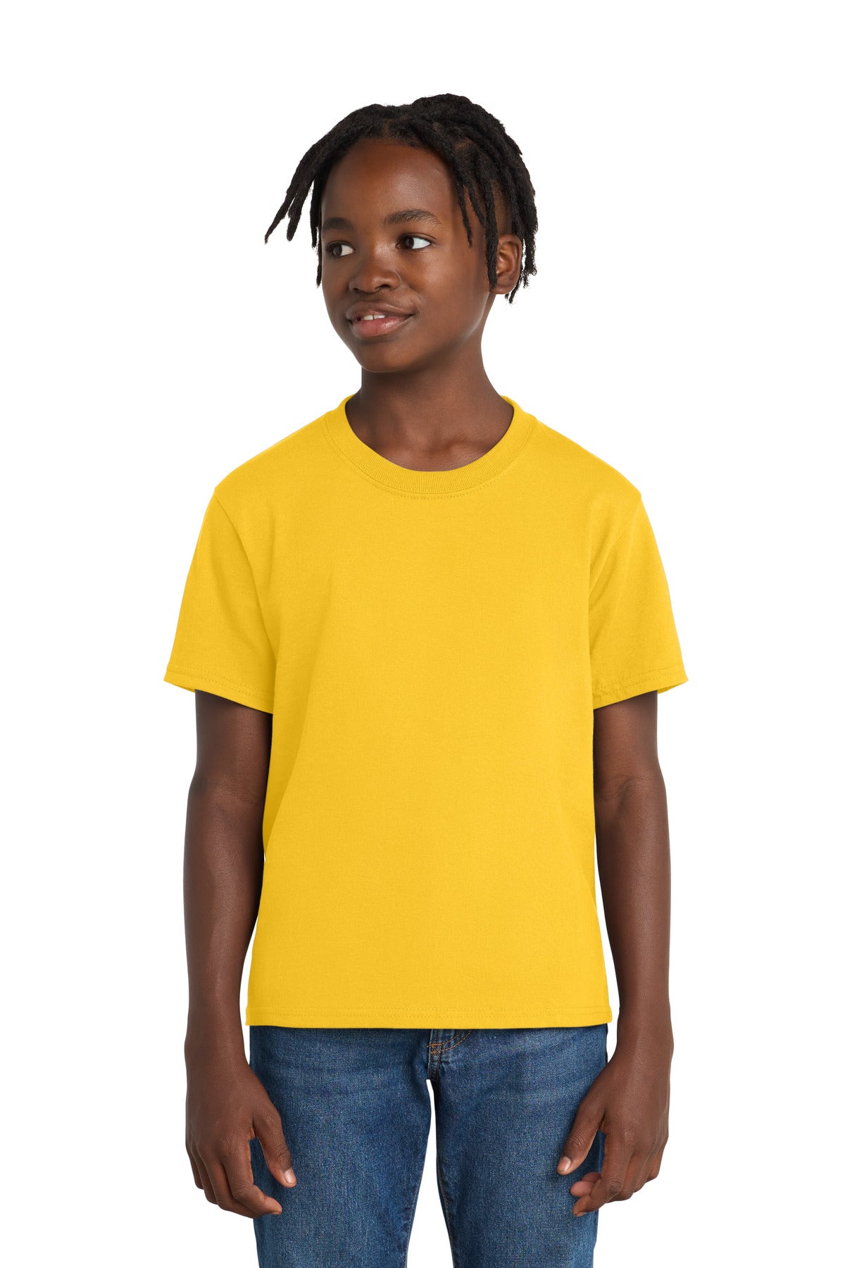 Port & Co Youth Essential Tee. PC61Y in Lemon Yellow