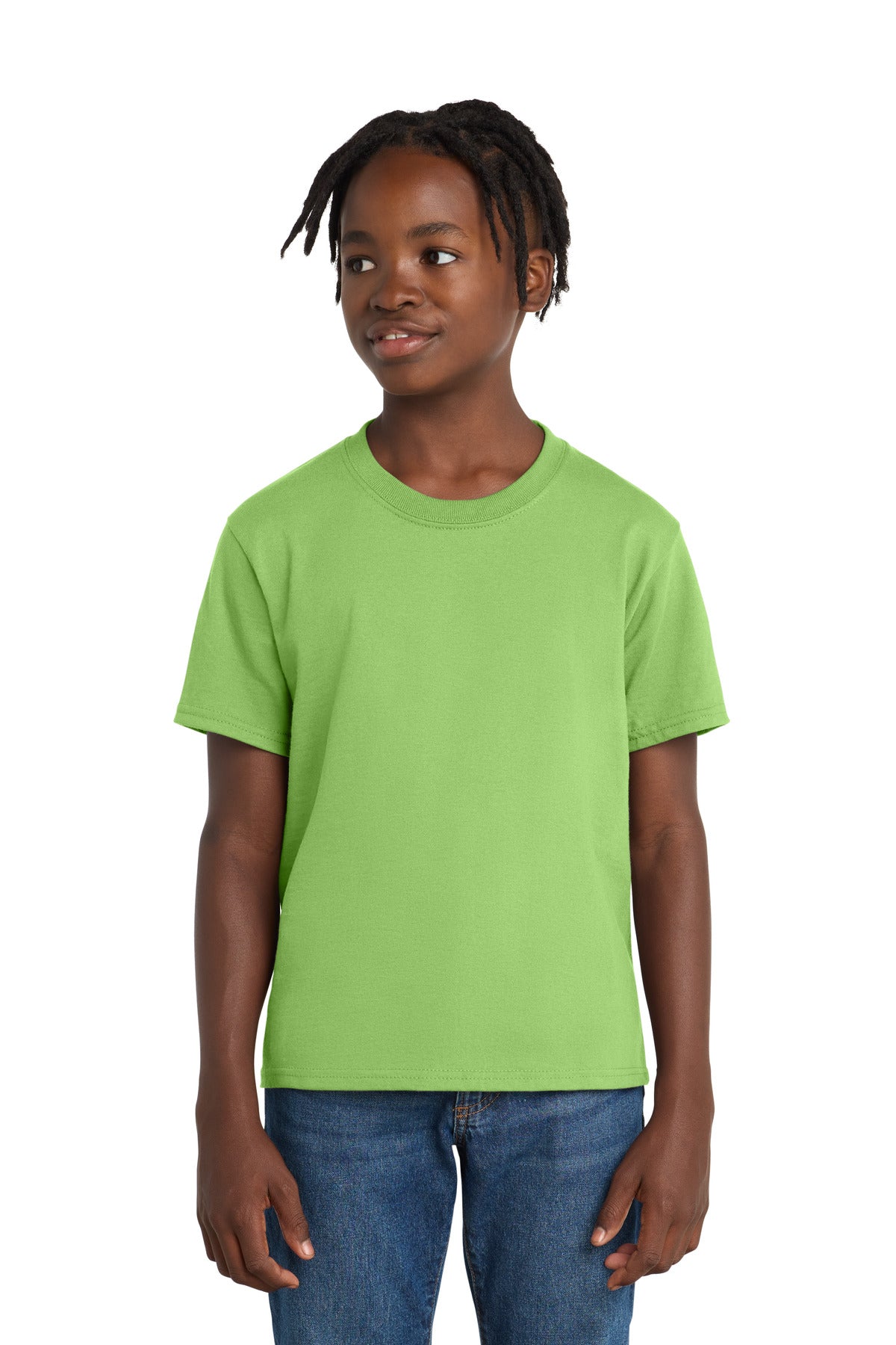 Port & Co Youth Essential Tee. PC61Y in Lime