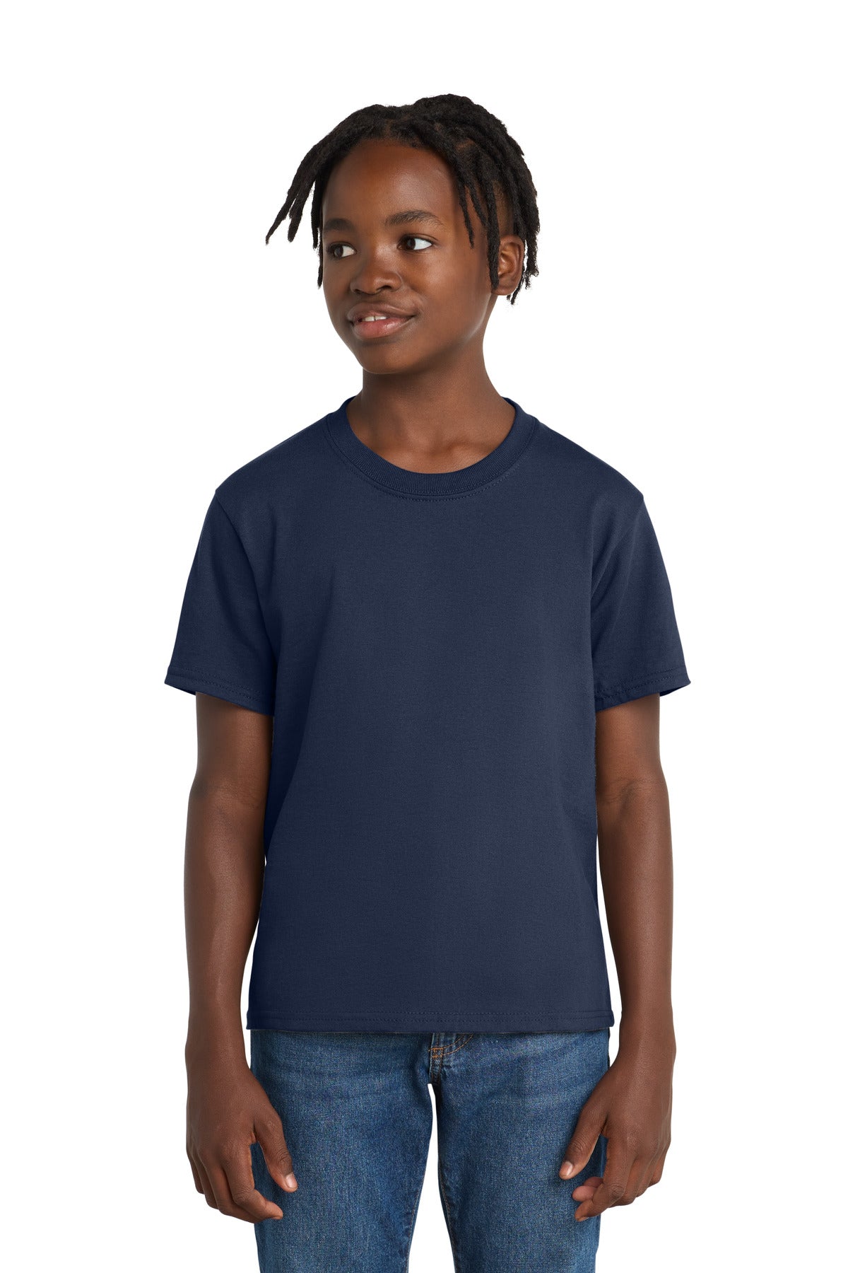 Port & Co Youth Essential Tee. PC61Y in Navy