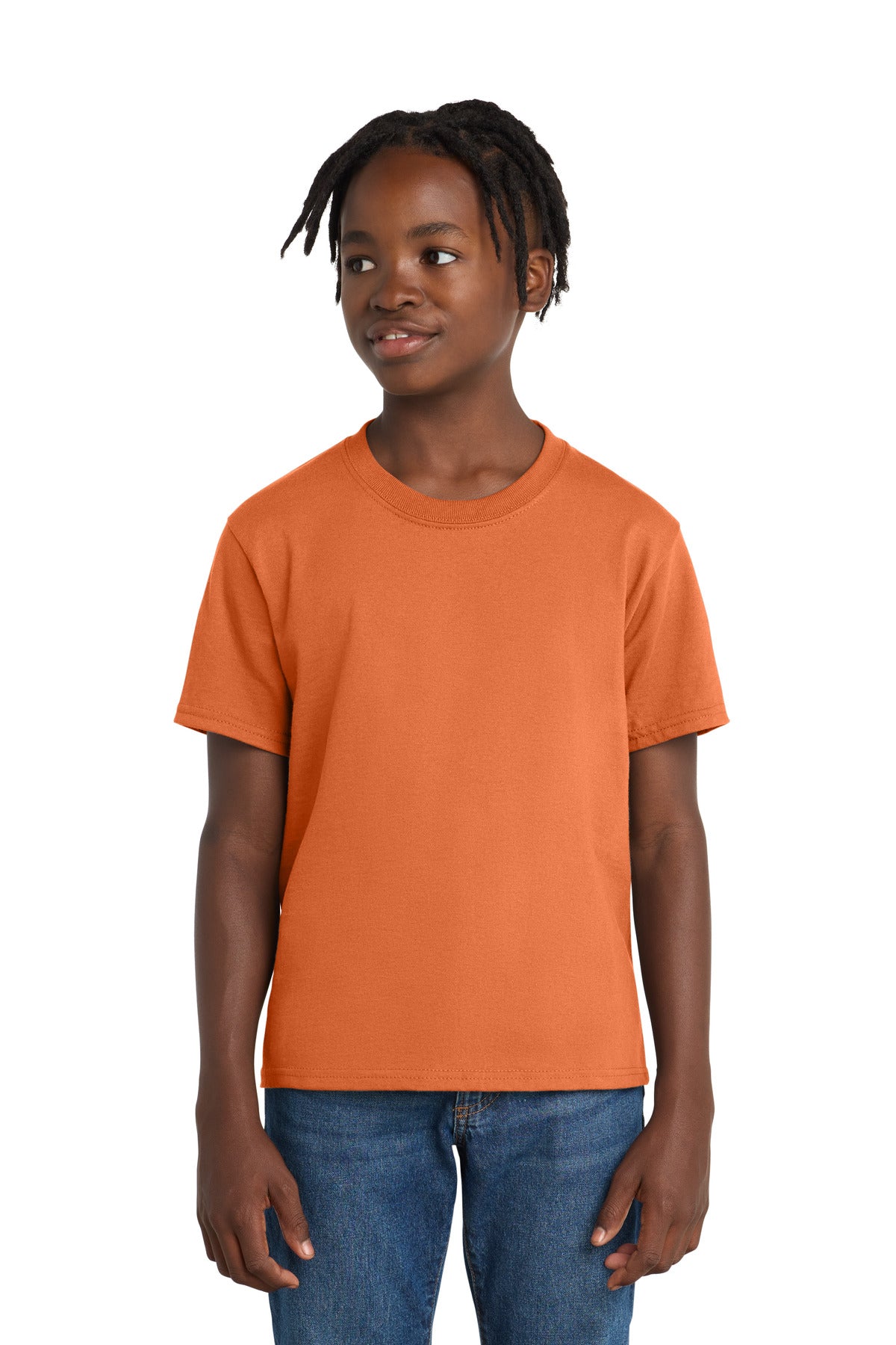 Port & Co Youth Essential Tee. PC61Y in Orange Sherbet