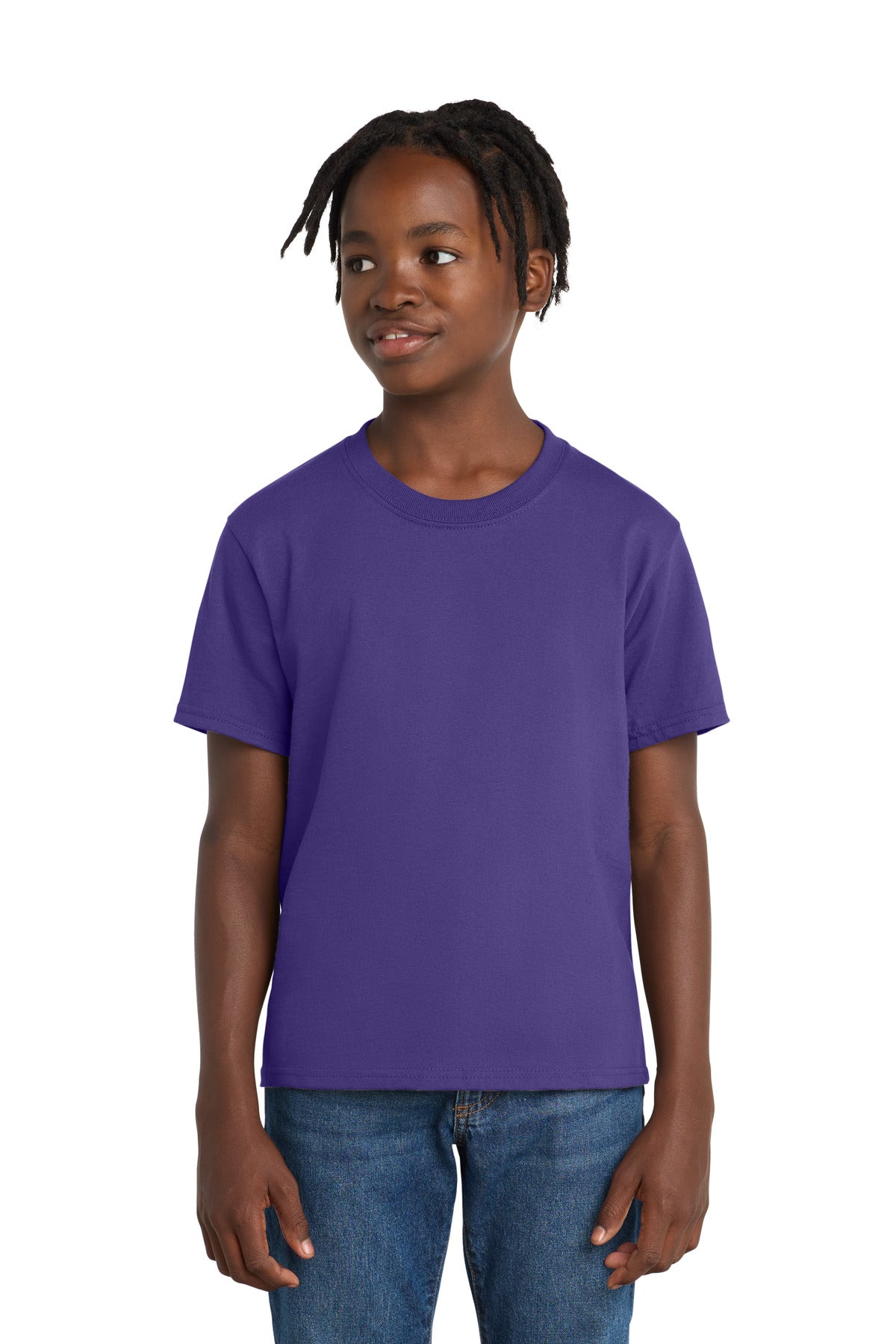 Port & Co Youth Essential Tee. PC61Y in Purple