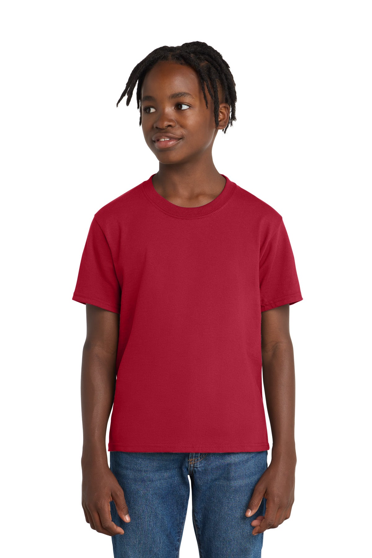 Port & Co Youth Essential Tee. PC61Y in Red