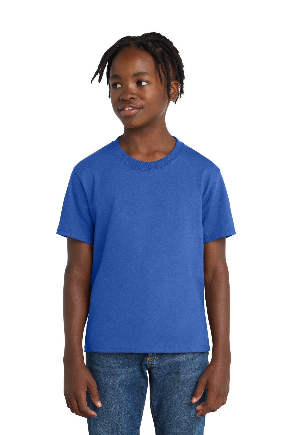 Port & Co Youth Essential Tee. PC61Y in Royal