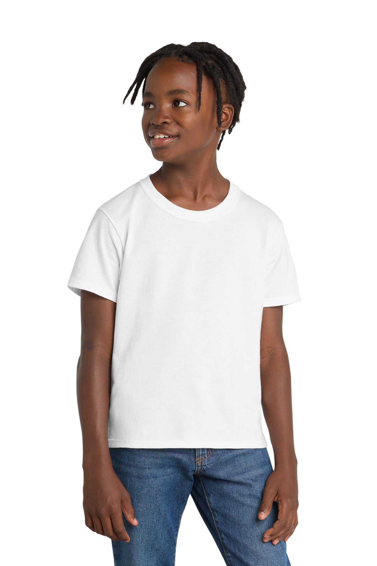 Port & Co Youth Essential Tee. PC61Y in White