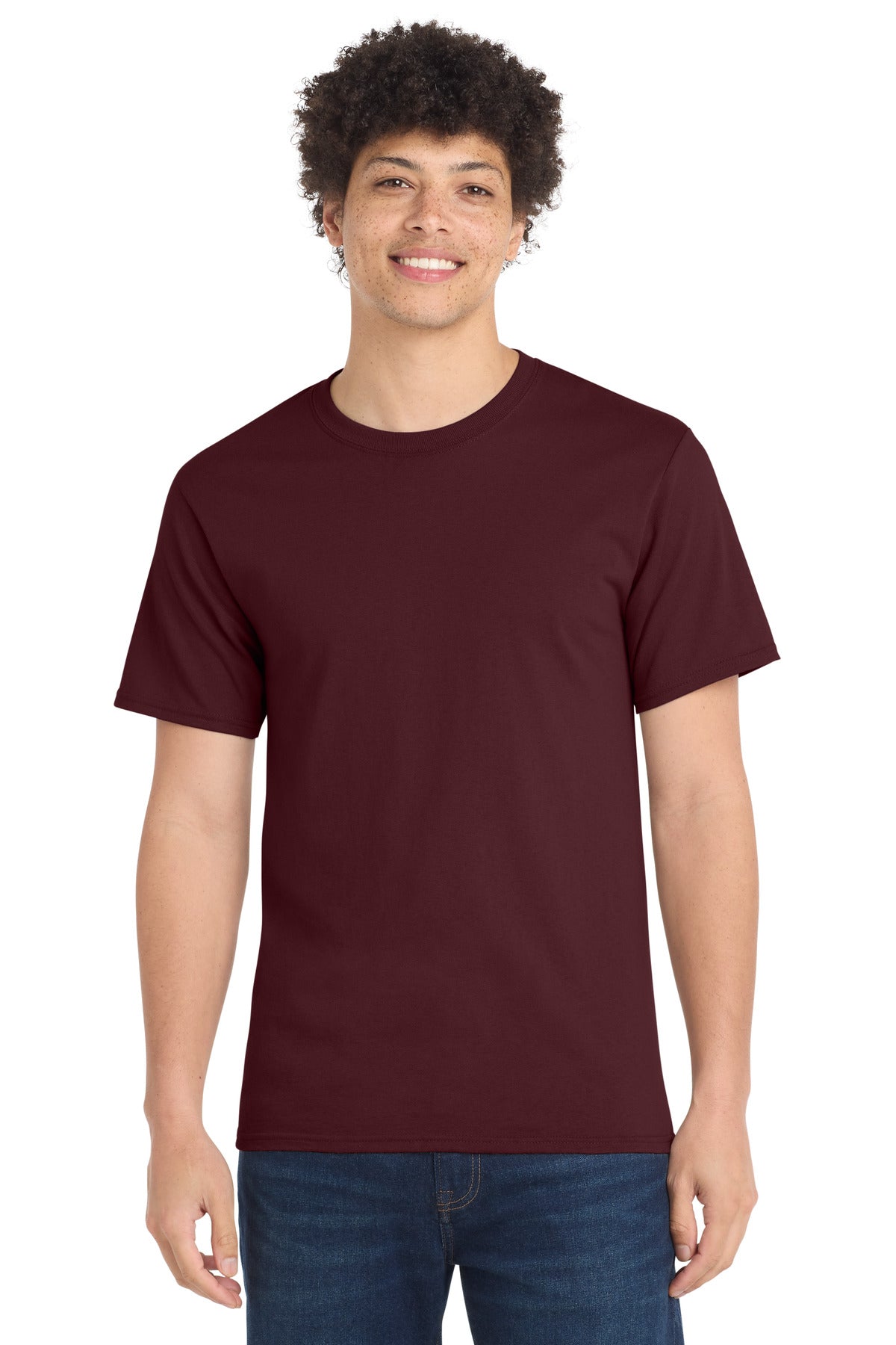 Port & Co Essential Tee. PC61 in Athletic Maroon