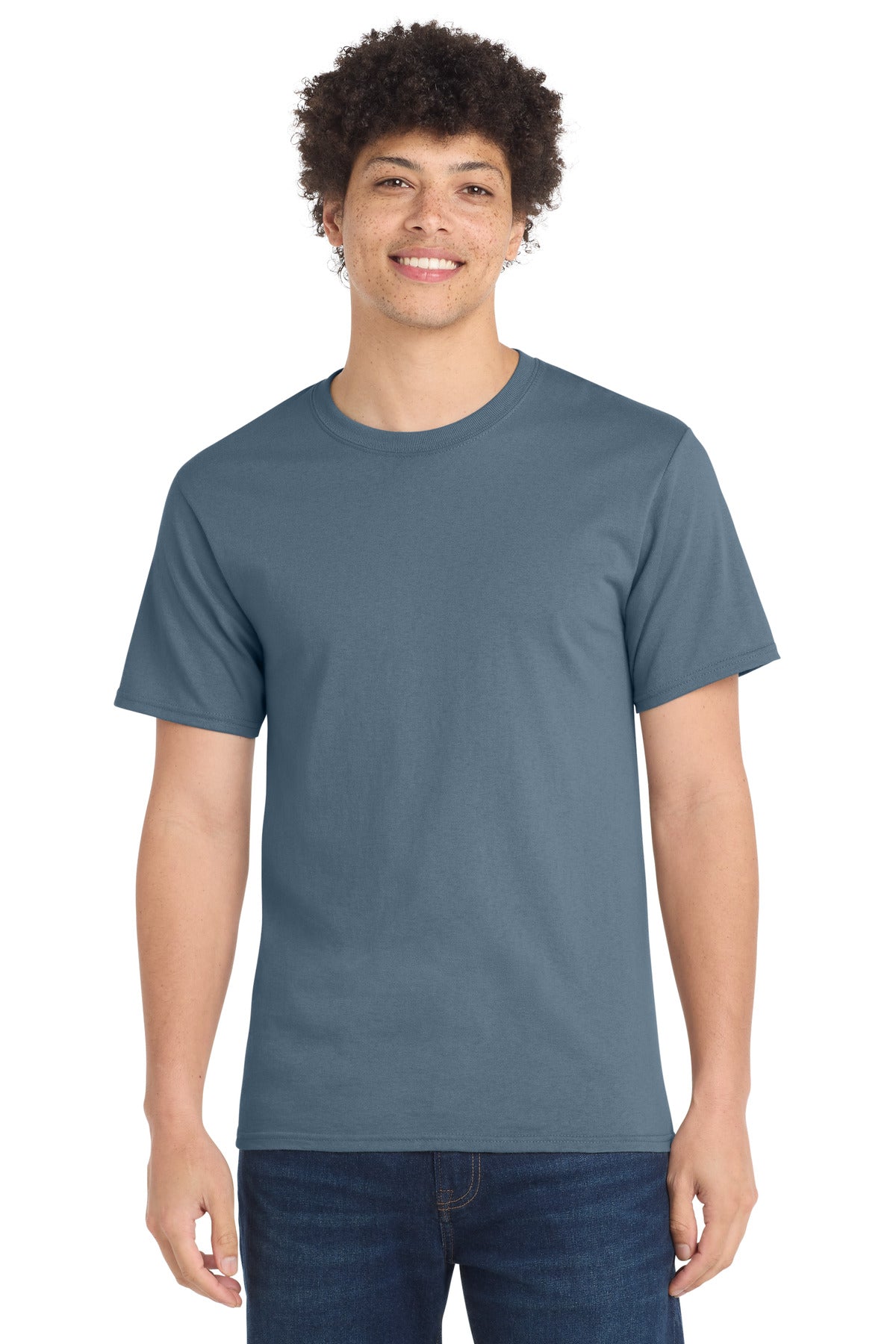 Port & Co Essential Tee. PC61 in Stonewashed Blue