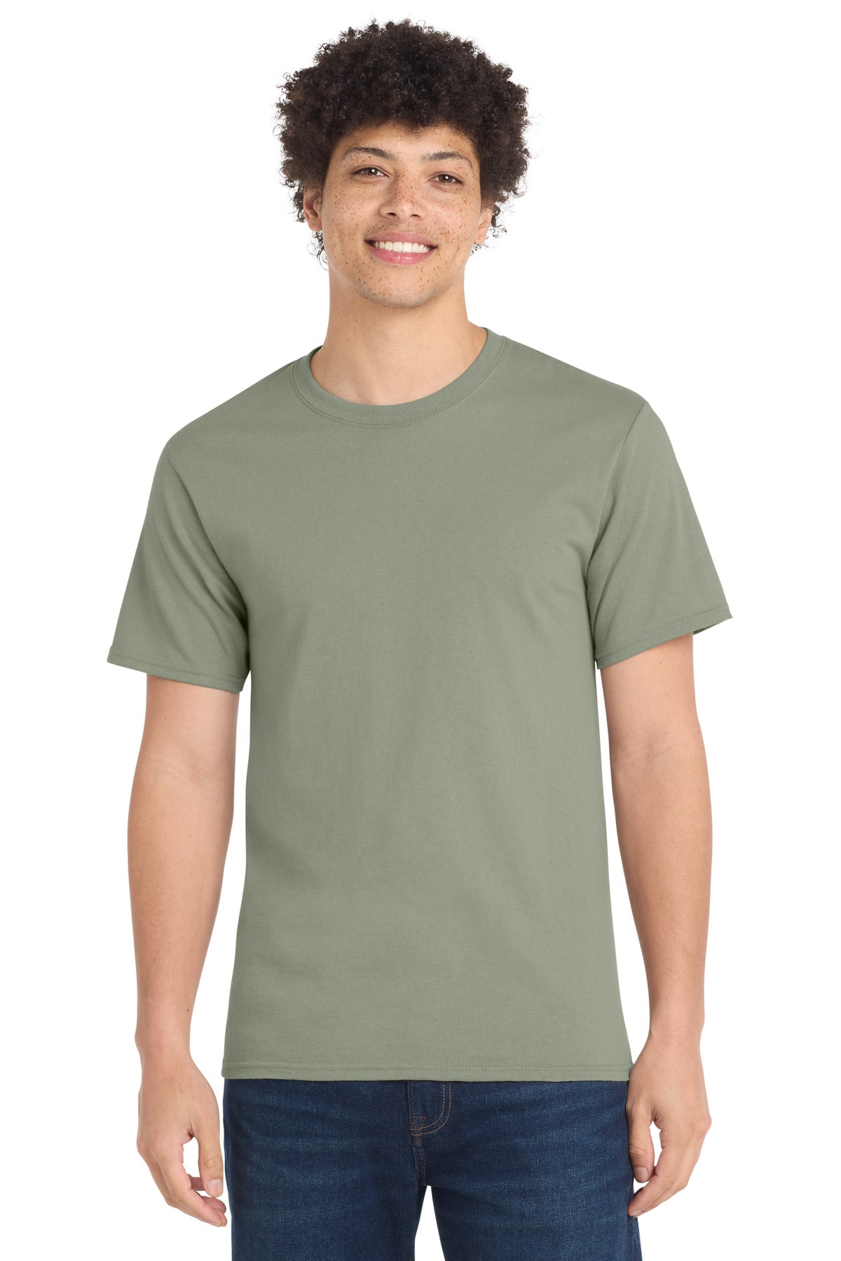 Port & Co Essential Tee. PC61 in Stonewashed Green