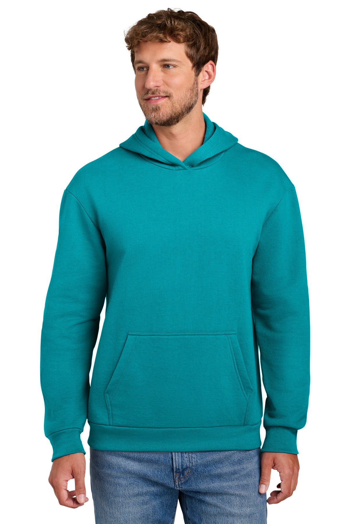 Port & Co Easy Fleece Pullover Hooded Sweatshirt PC68H in Bright Aqua
