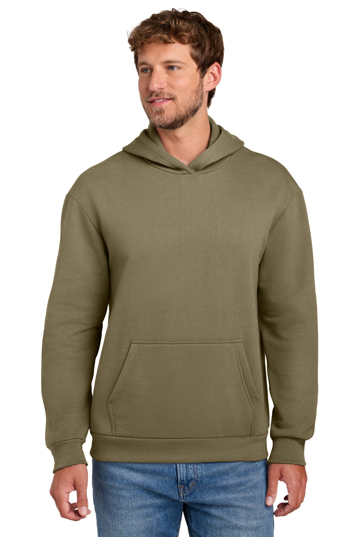 Port & Co Easy Fleece Pullover Hooded Sweatshirt PC68H in Coyote Brown
