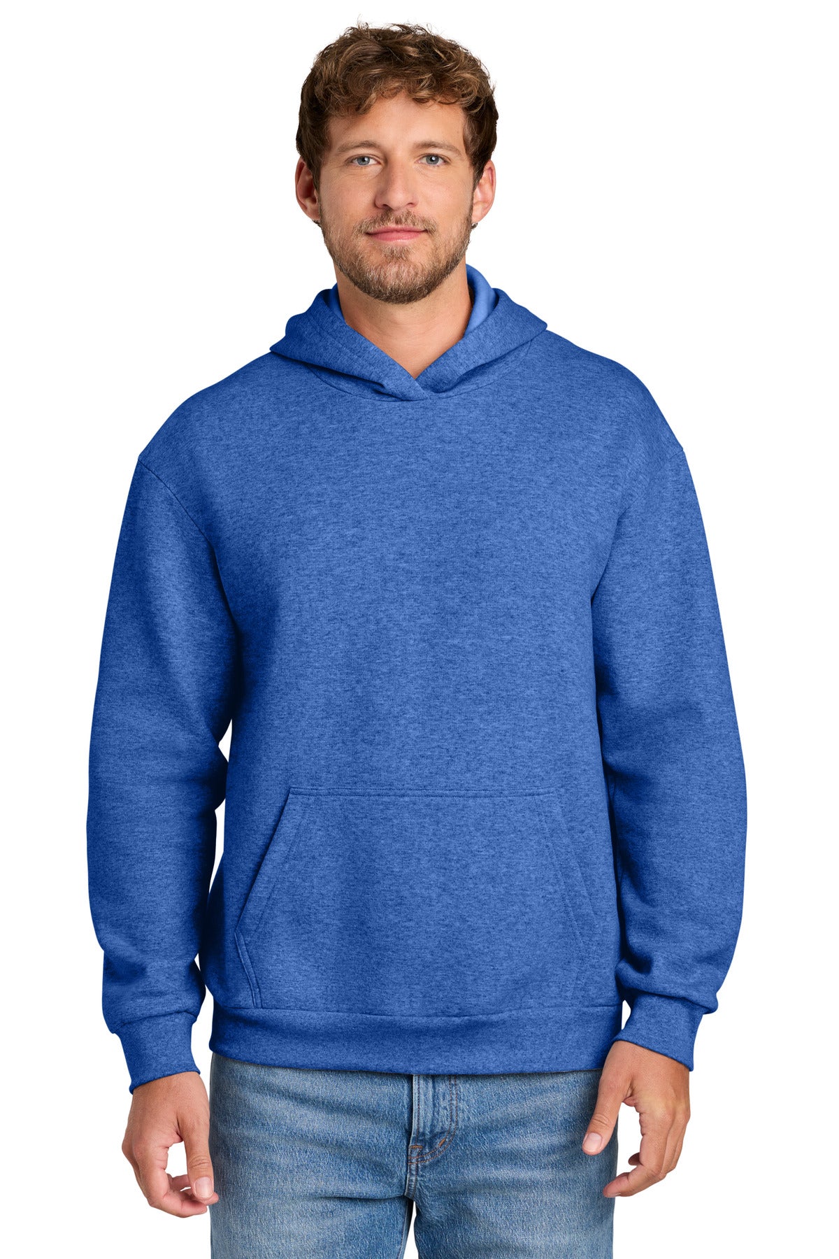 Port & Co Easy Fleece Pullover Hooded Sweatshirt PC68H in Heather Royal