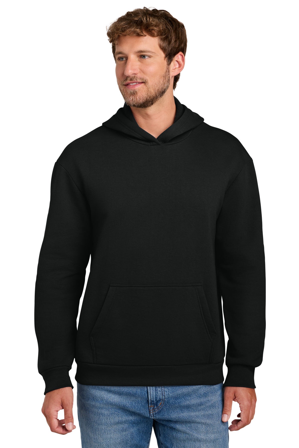 Port & Co Easy Fleece Pullover Hooded Sweatshirt PC68H in Jet Black