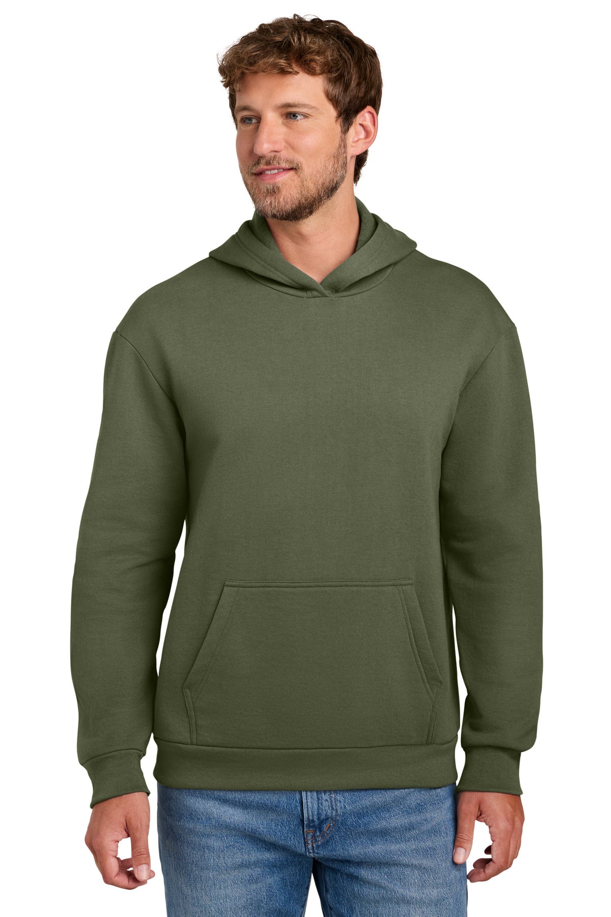 Port & Co Easy Fleece Pullover Hooded Sweatshirt PC68H in Olive Drab Green