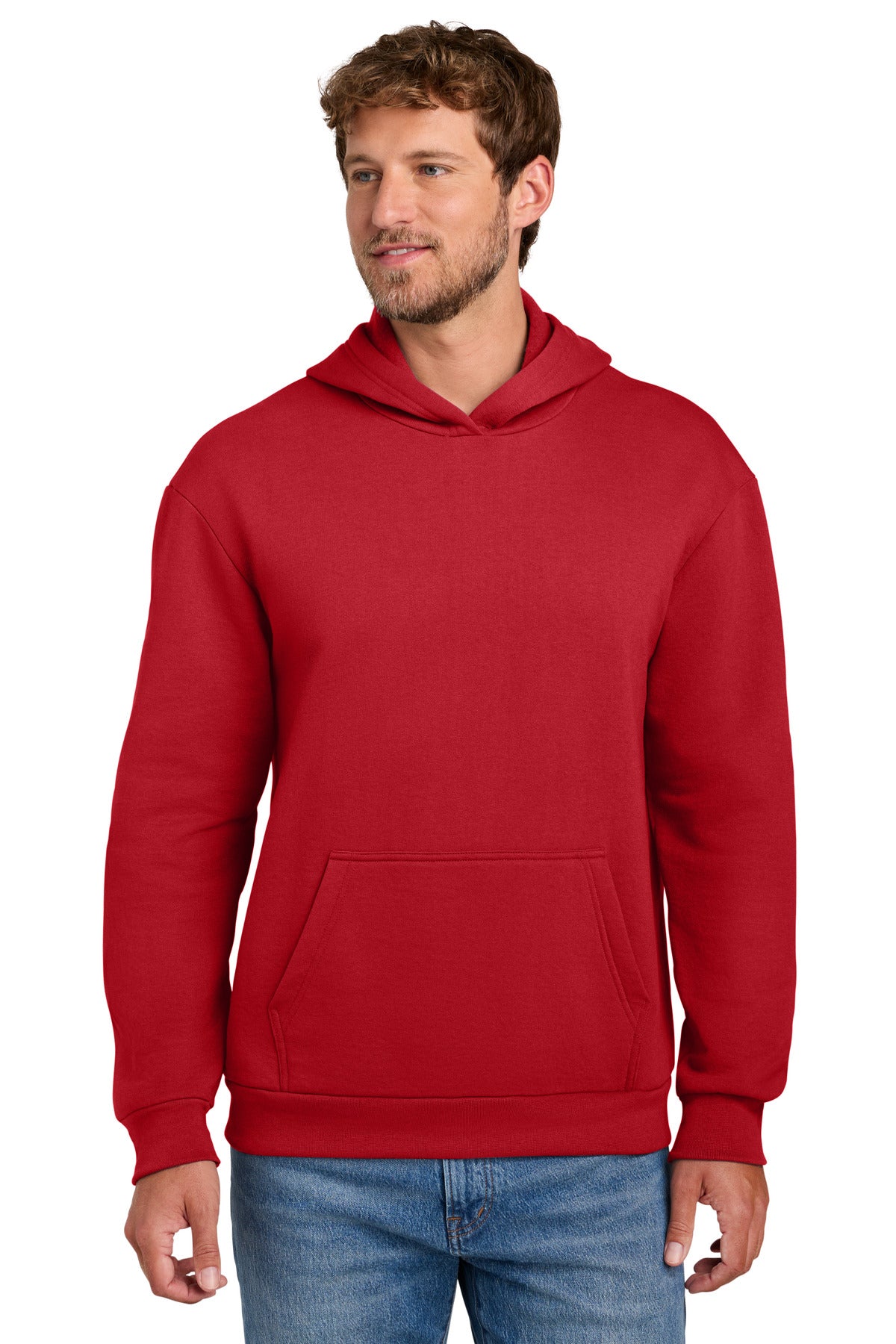 Port & Co Easy Fleece Pullover Hooded Sweatshirt PC68H in Red