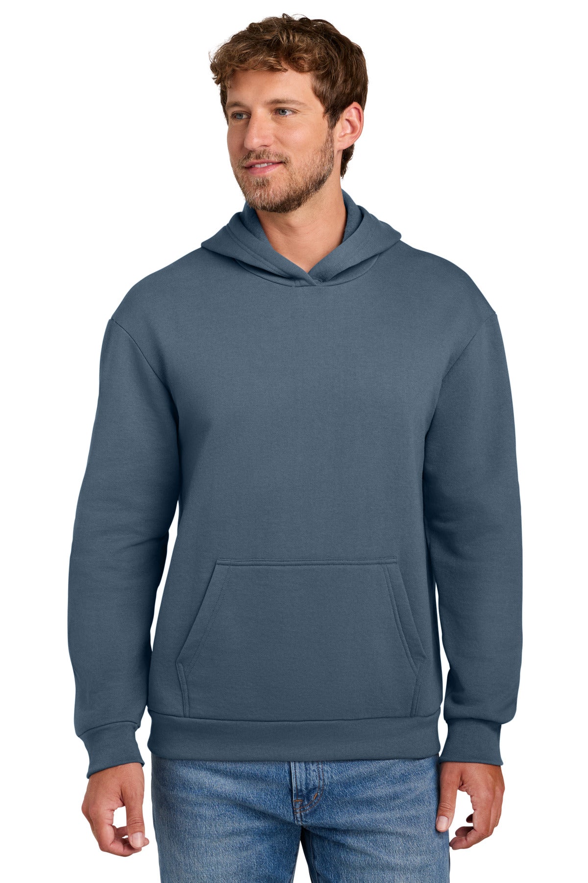Port & Co Easy Fleece Pullover Hooded Sweatshirt PC68H in Steel Blue