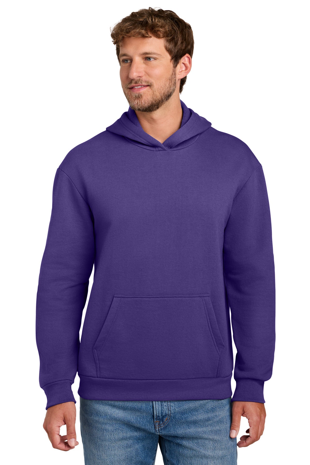 Port & Co Easy Fleece Pullover Hooded Sweatshirt PC68H in Team Purple