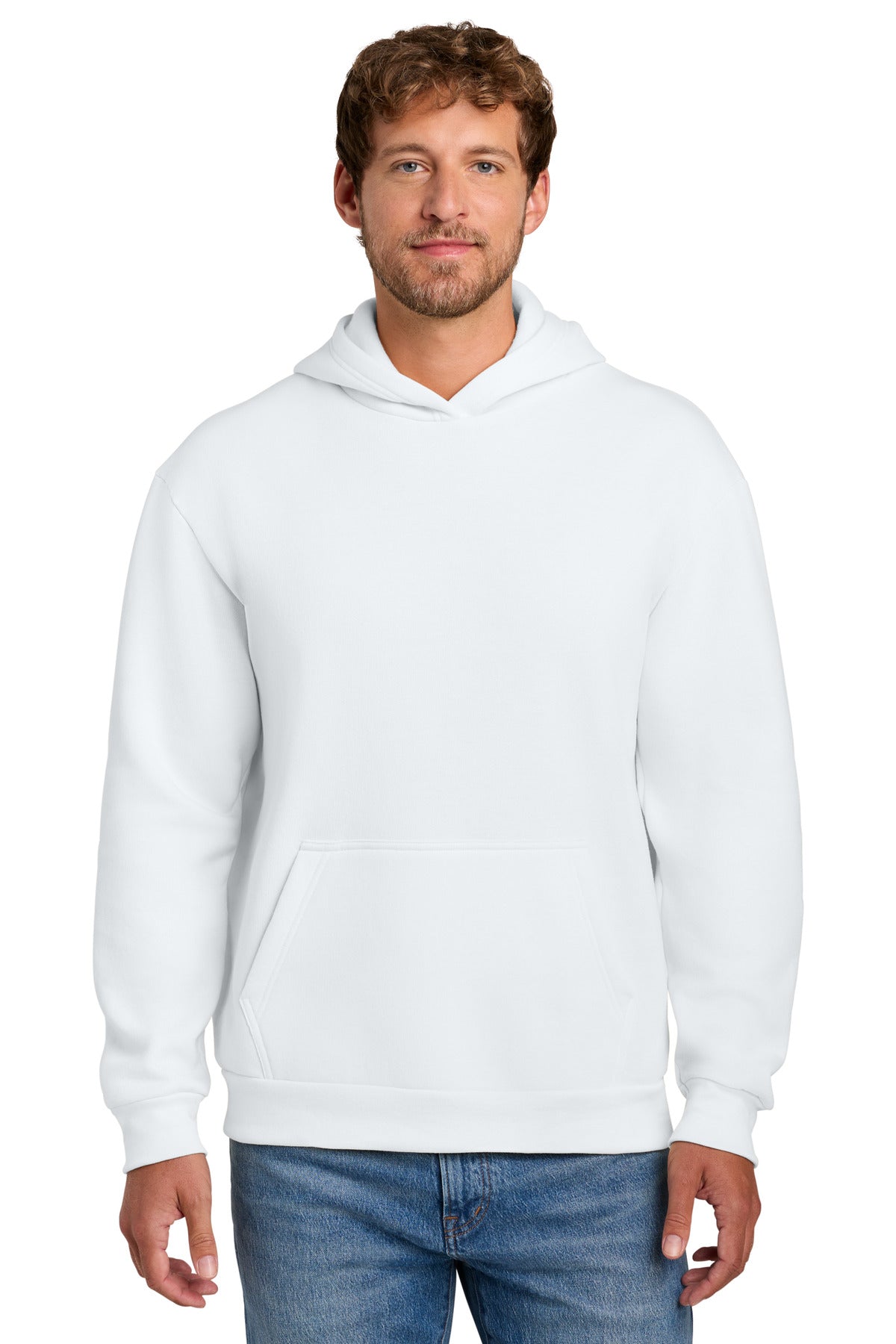 Port & Co Easy Fleece Pullover Hooded Sweatshirt PC68H in White