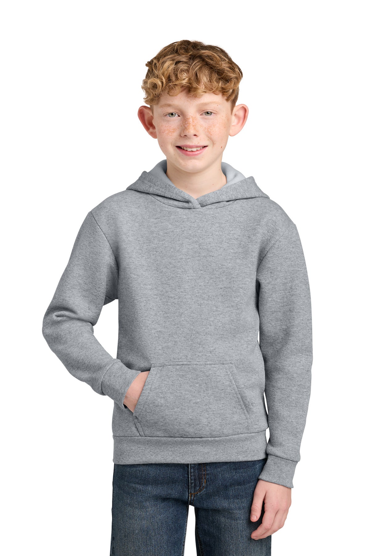 Port & Co Youth Easy Fleece Pullover Hooded Sweatshirt PC68YH in Athletic Heather