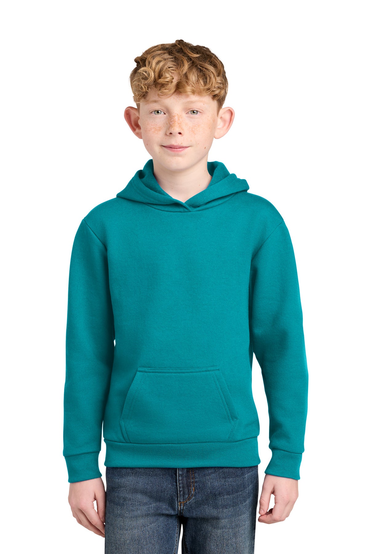 Port & Co Youth Easy Fleece Pullover Hooded Sweatshirt PC68YH in Bright Aqua