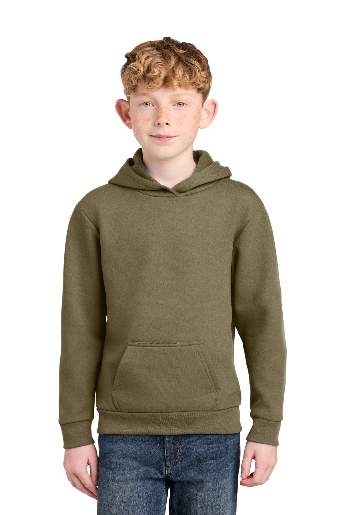 Port & Co Youth Easy Fleece Pullover Hooded Sweatshirt PC68YH in Coyote Brown