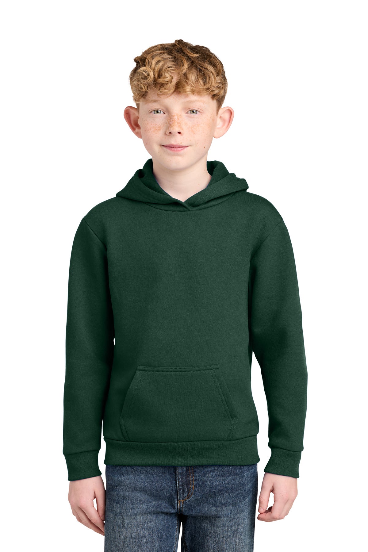 Port & Co Youth Easy Fleece Pullover Hooded Sweatshirt PC68YH in Dark Green