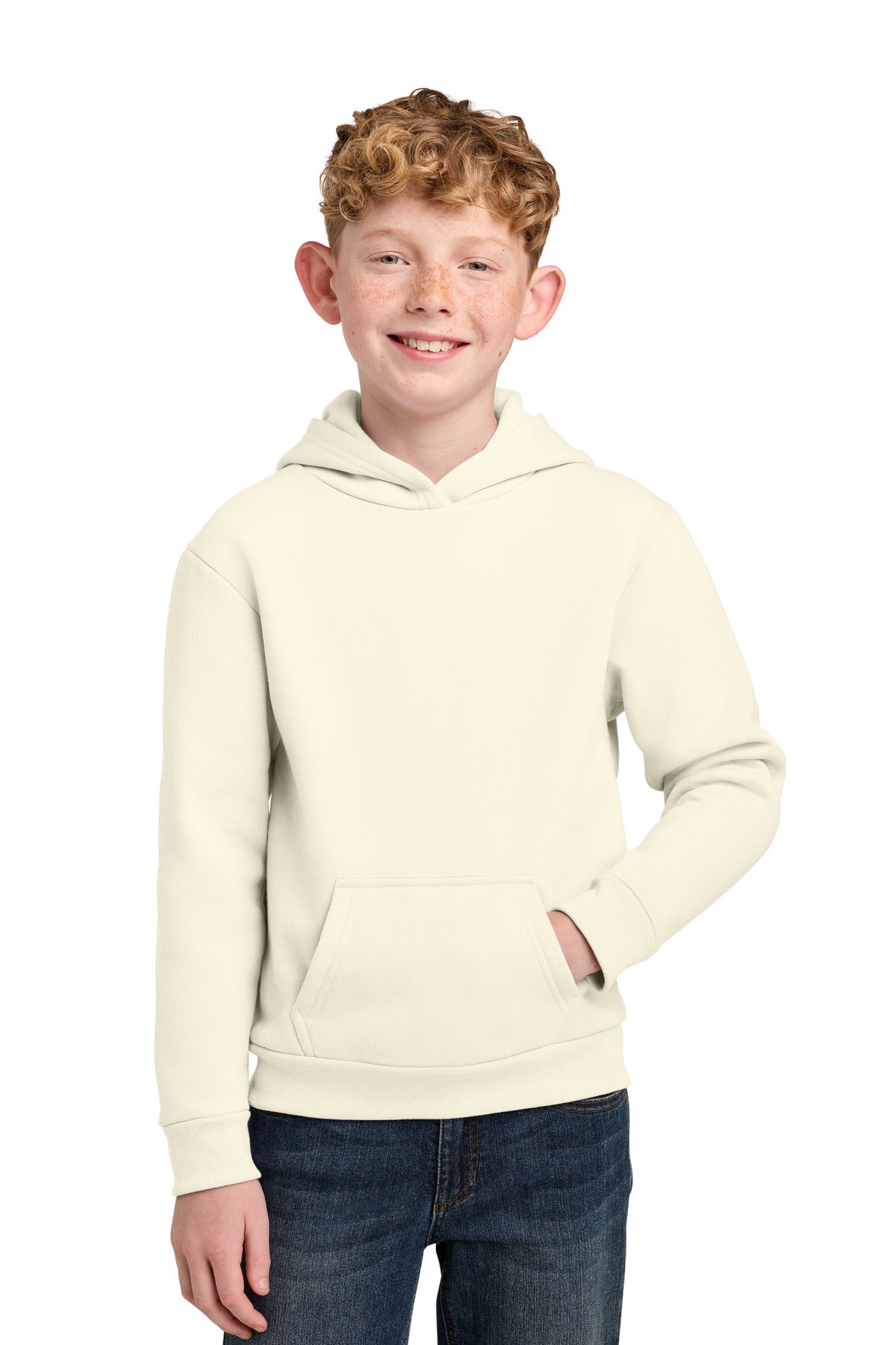 Port & Co Youth Easy Fleece Pullover Hooded Sweatshirt PC68YH in Ivory
