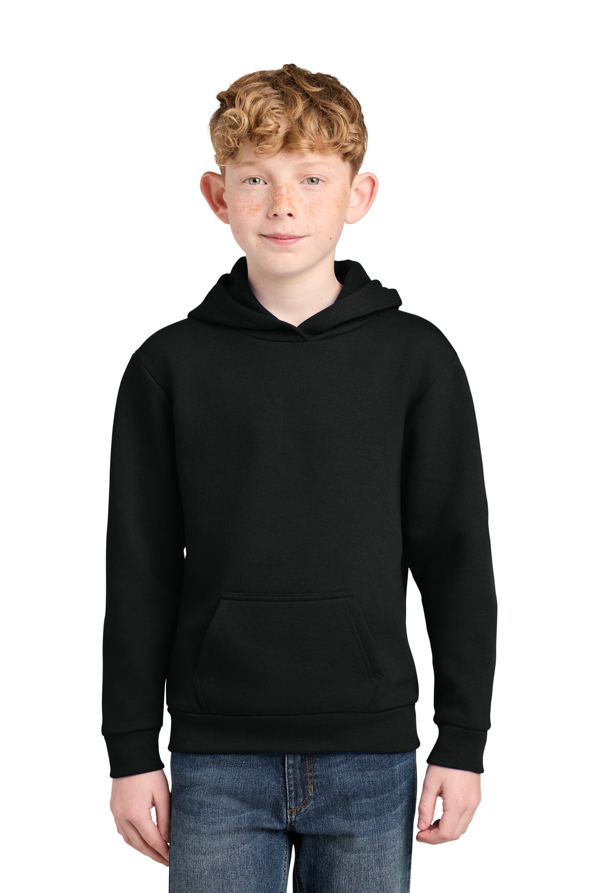 Port & Co Youth Easy Fleece Pullover Hooded Sweatshirt PC68YH in Jet Black