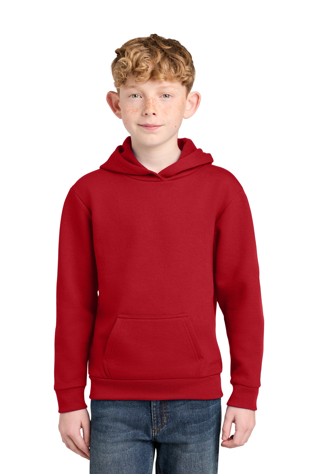Port & Co Youth Easy Fleece Pullover Hooded Sweatshirt PC68YH in Red