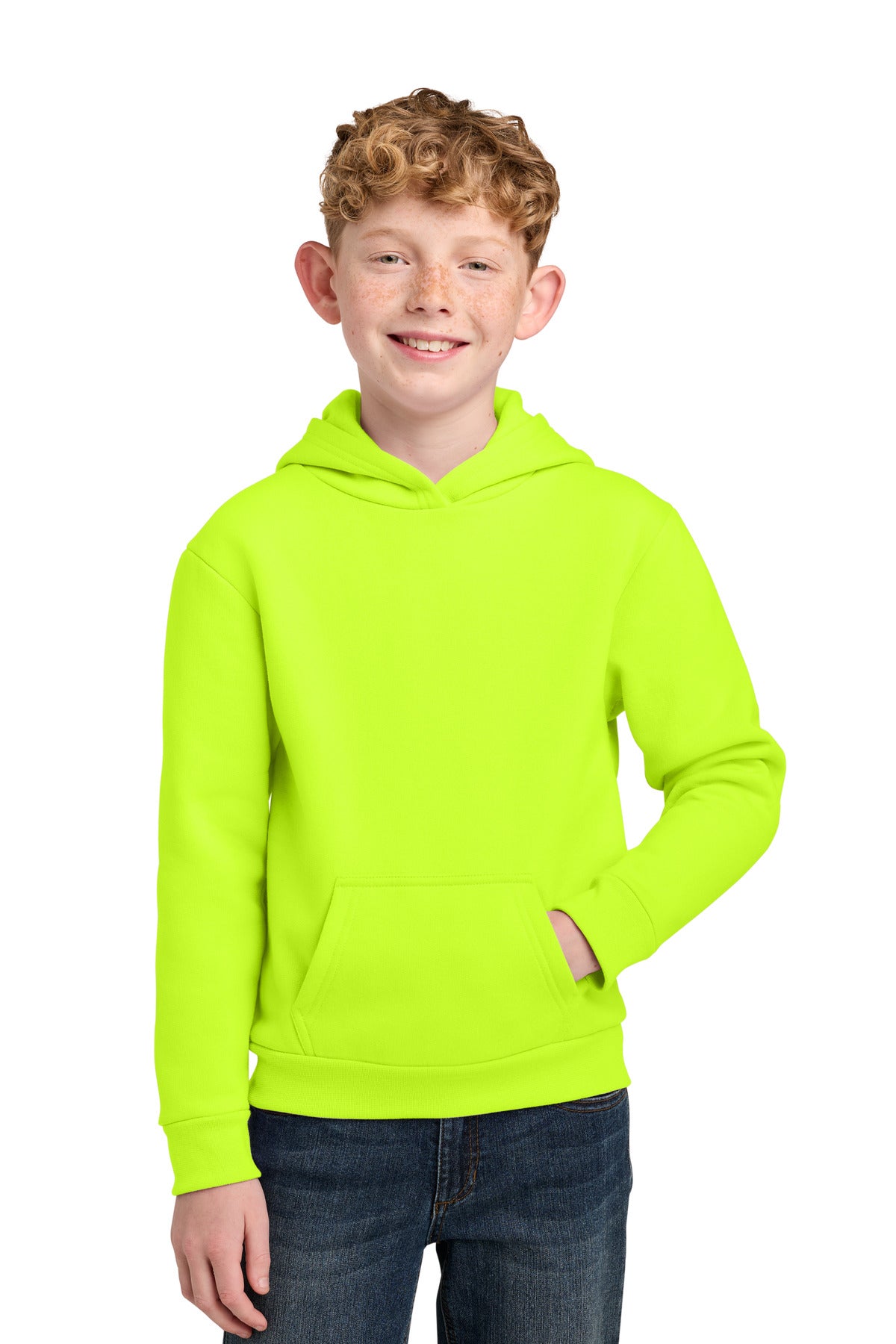 Port & Co Youth Easy Fleece Pullover Hooded Sweatshirt PC68YH in S. Green