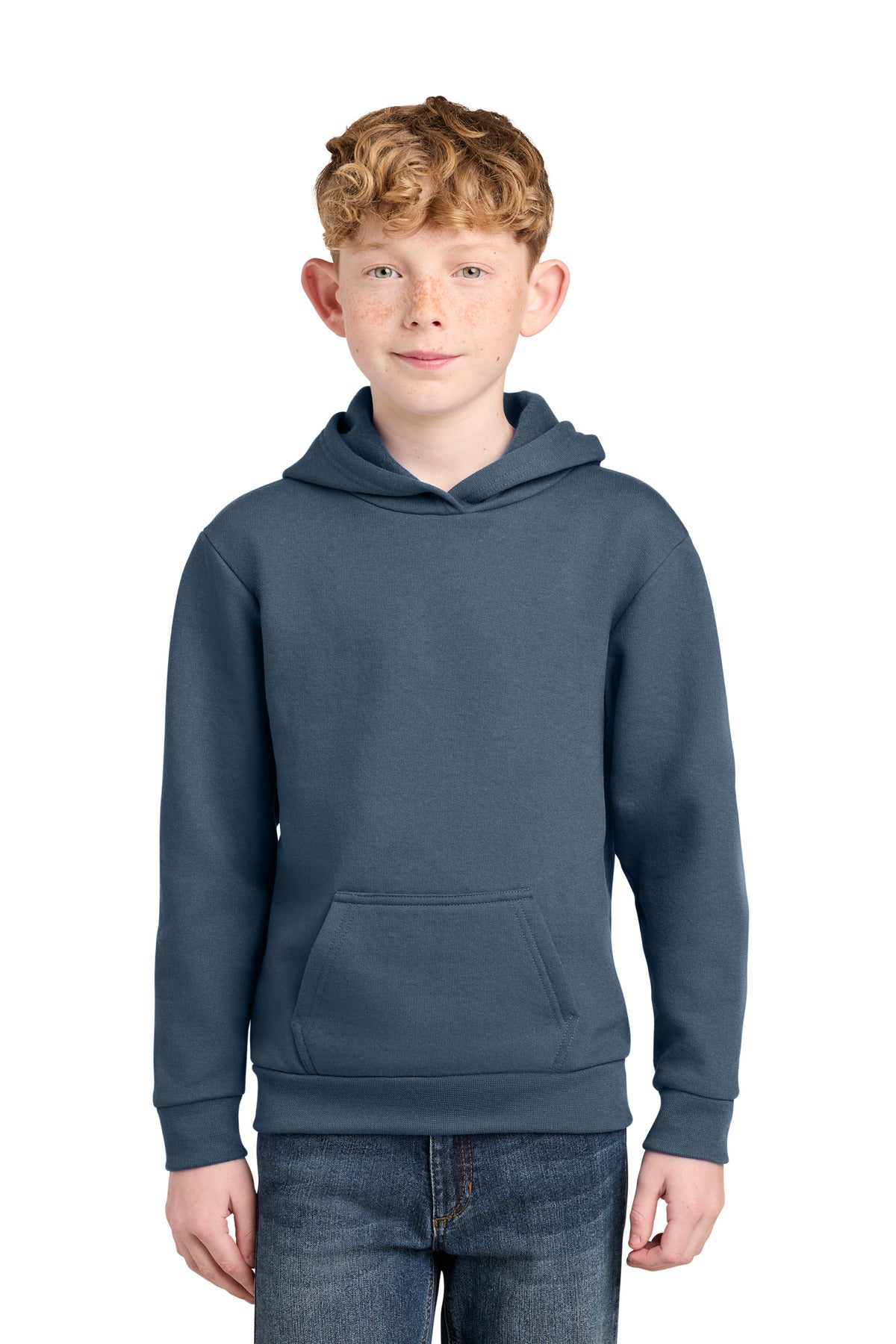 Port & Co Youth Easy Fleece Pullover Hooded Sweatshirt PC68YH in Steel Blue
