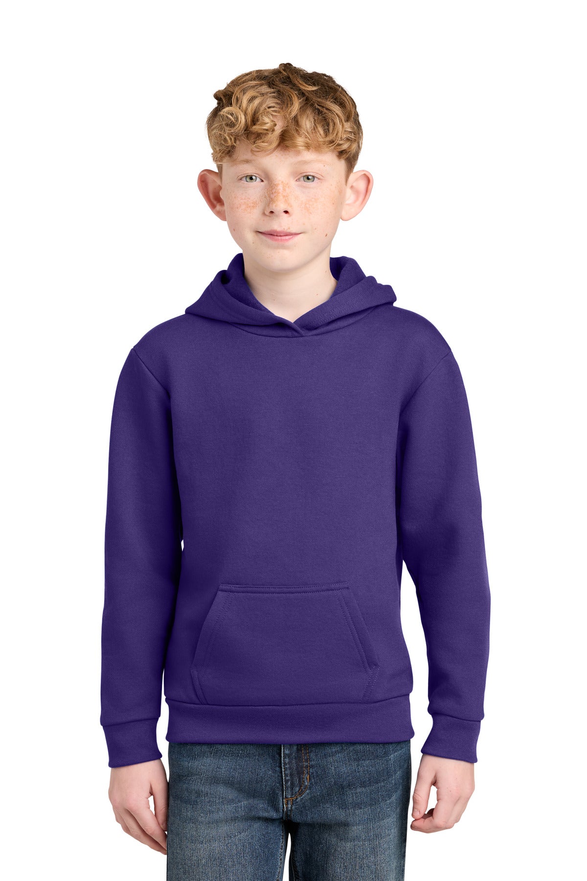 Port & Co Youth Easy Fleece Pullover Hooded Sweatshirt PC68YH in Team Purple