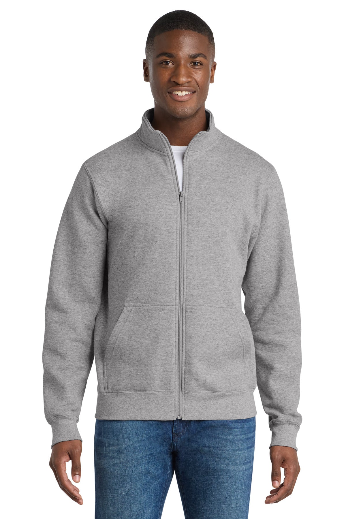 Port & Co Core Fleece Cadet Full-Zip Sweatshirt PC78FZ in Athletic Heather