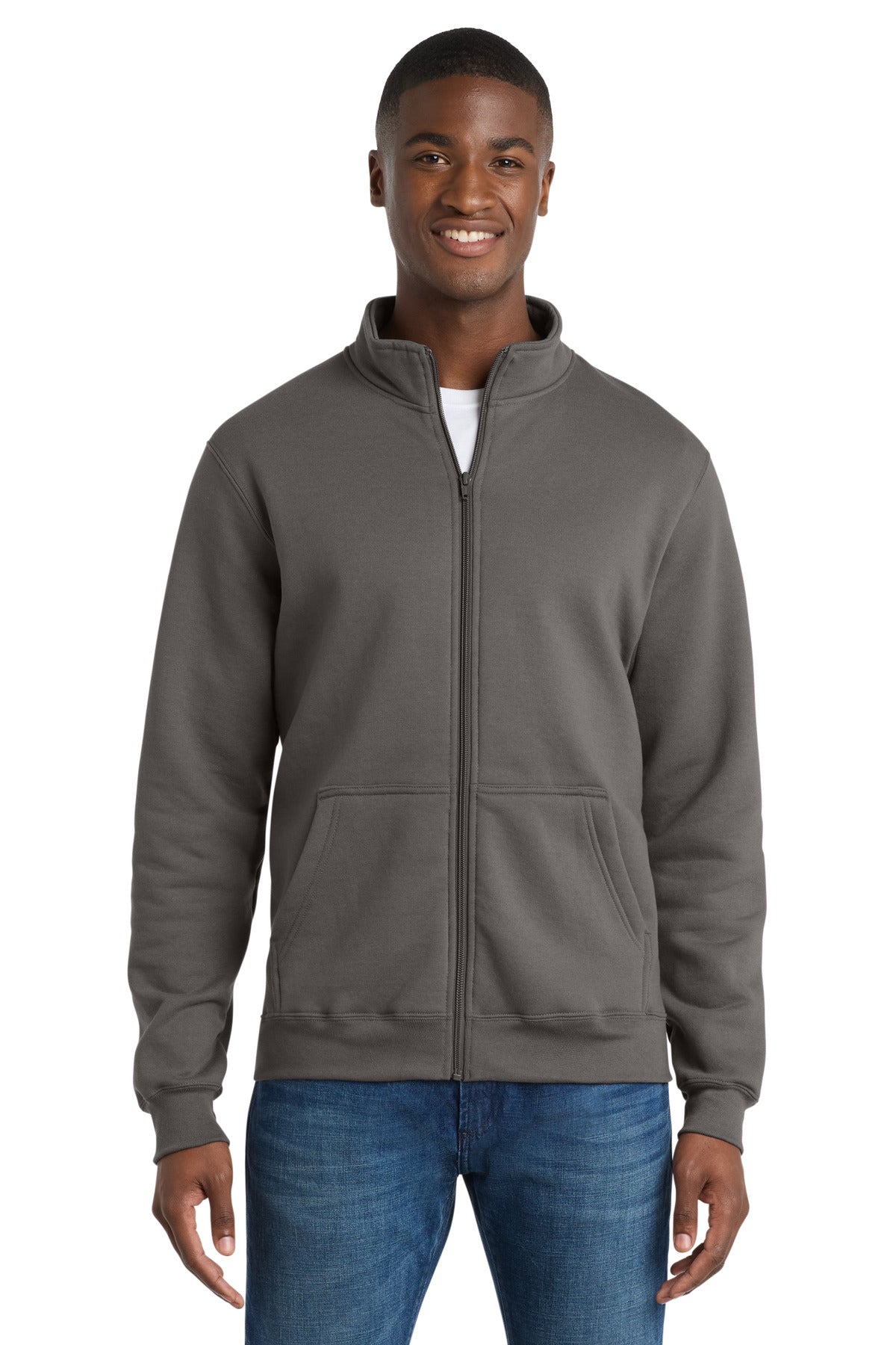 Port & Co Core Fleece Cadet Full-Zip Sweatshirt PC78FZ in Charcoal
