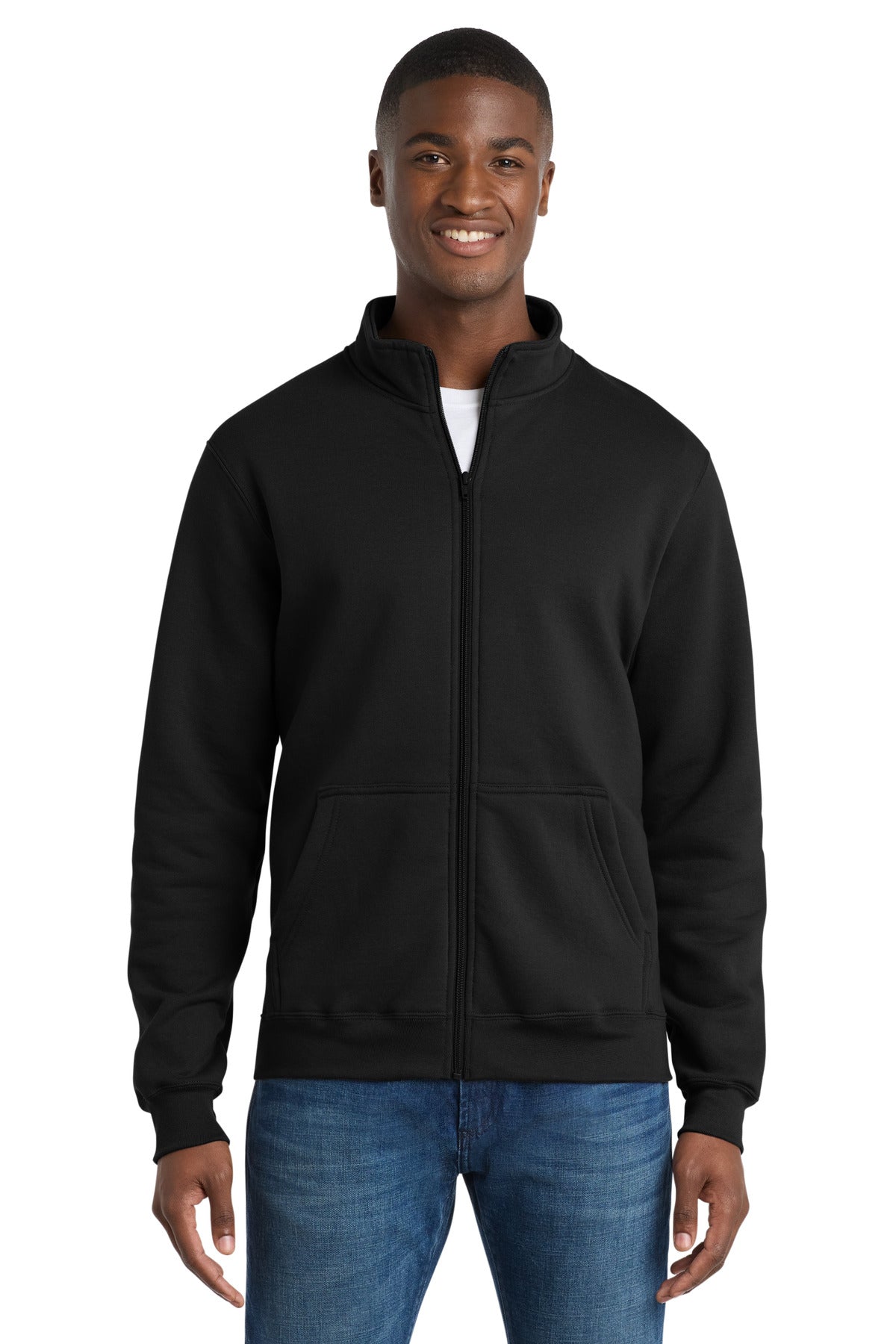 Port & Co Core Fleece Cadet Full-Zip Sweatshirt PC78FZ in Jet Black