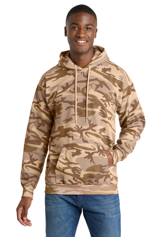 Port & Co Core Fleece Camo Pullover Hooded Sweatshirt. PC78HC in Desert Camo