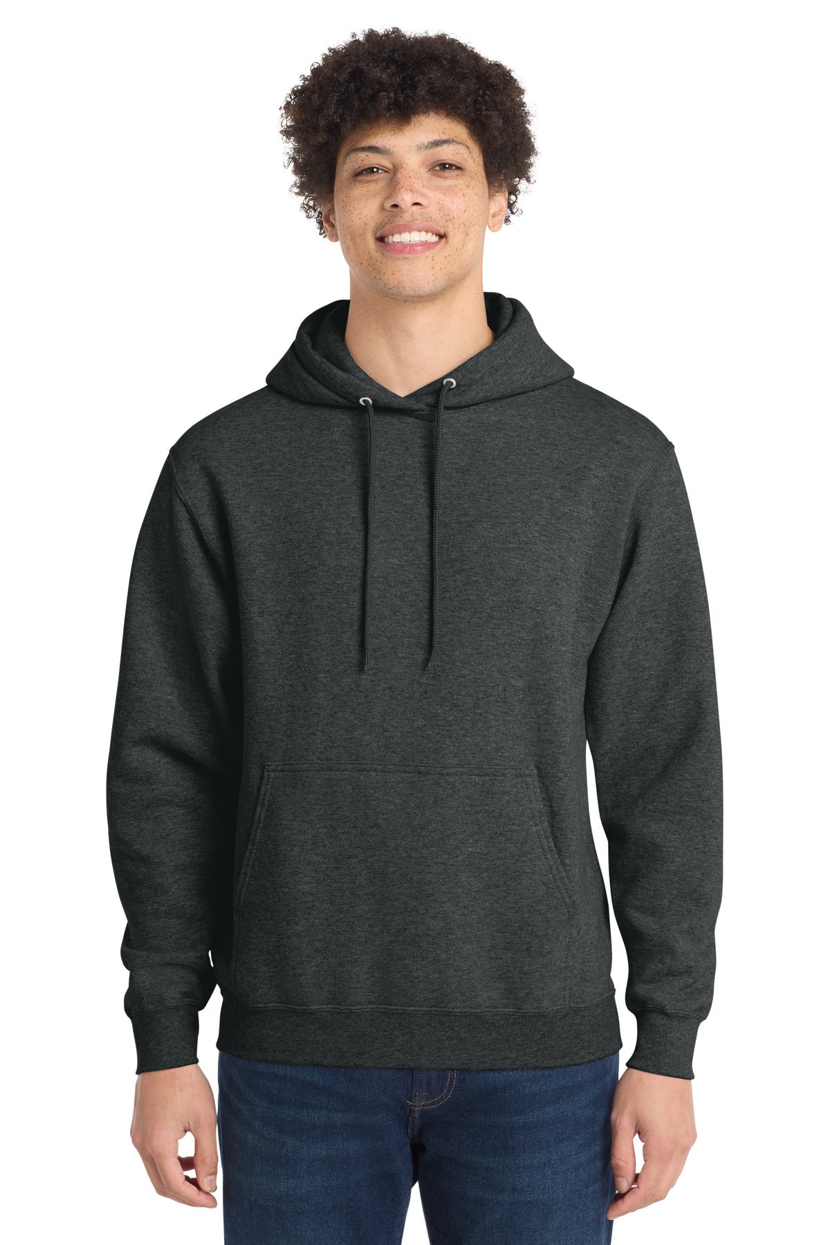 Port & Co Core Fleece Pullover Hooded Sweatshirt. PC78H in Black Heather