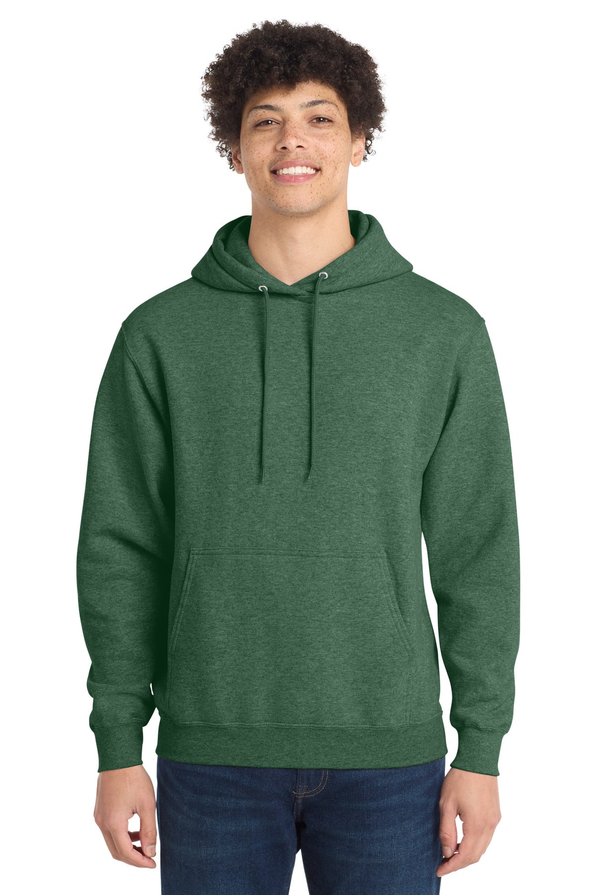 Port & Co Core Fleece Pullover Hooded Sweatshirt. PC78H in Forest Green Heather