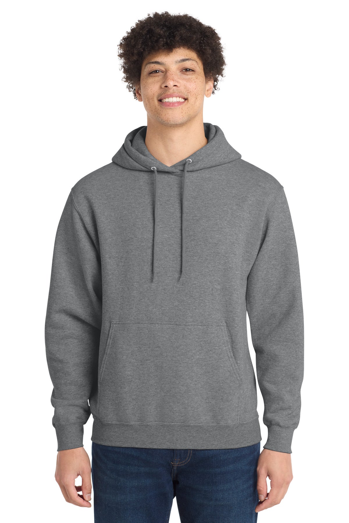 Port & Co Core Fleece Pullover Hooded Sweatshirt. PC78H in Graphite Heather