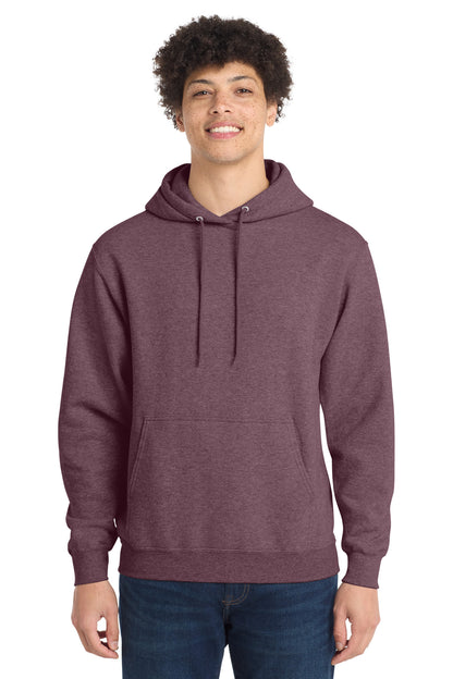 Port & Co Core Fleece Pullover Hooded Sweatshirt. PC78H in Heather Athletic Maroon