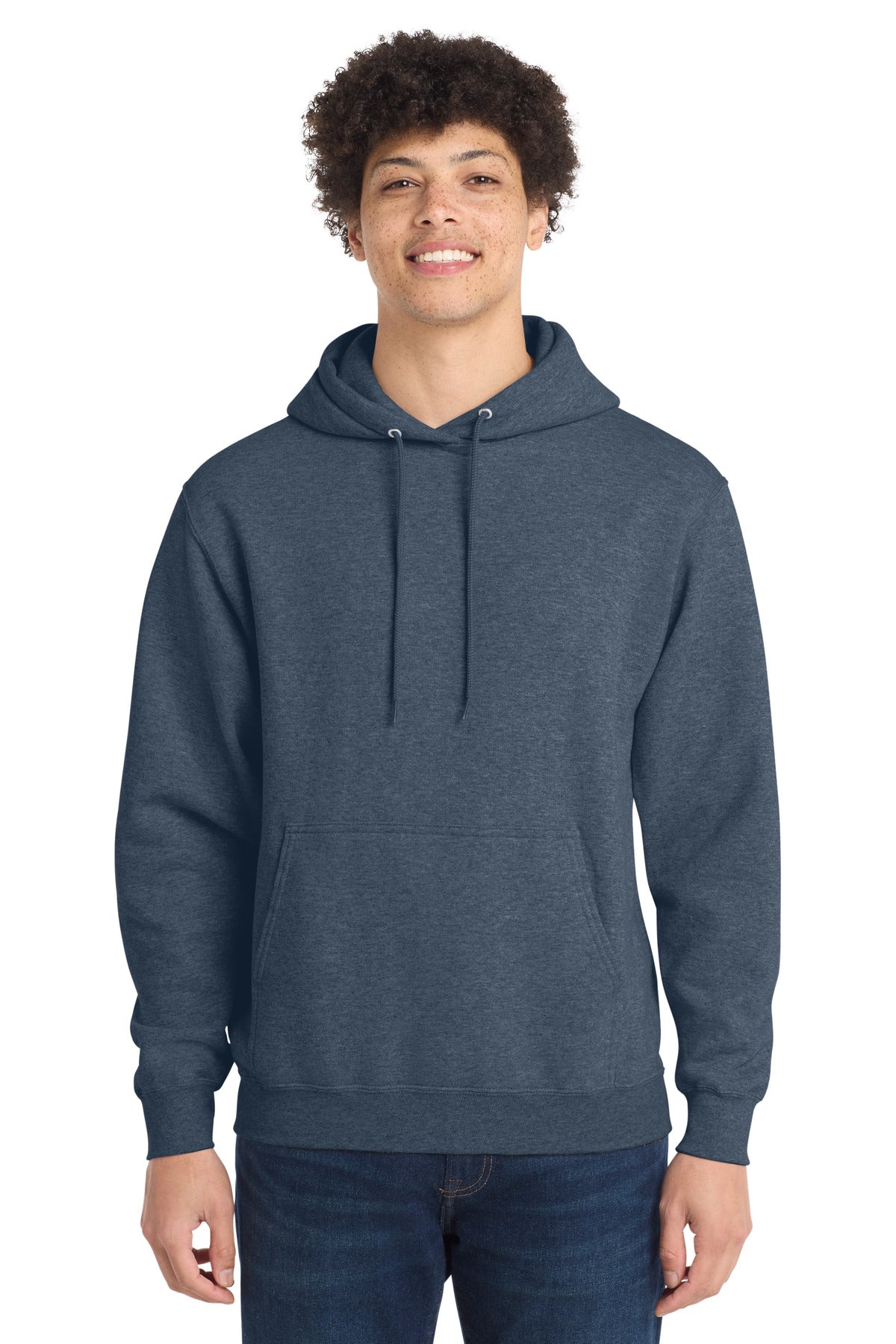 Port & Co Core Fleece Pullover Hooded Sweatshirt. PC78H in Heather Navy