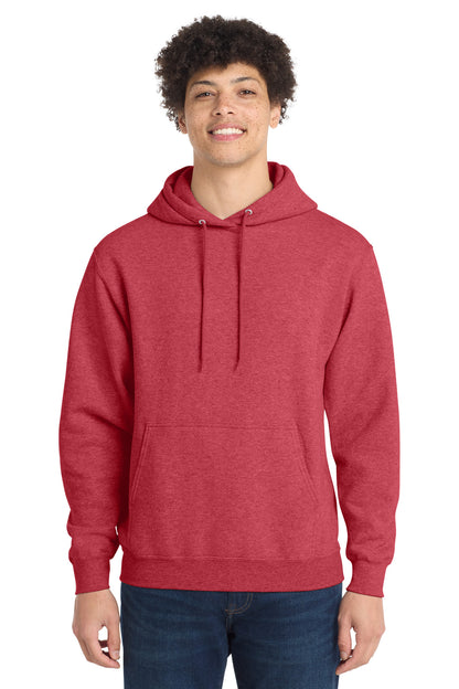 Port & Co Core Fleece Pullover Hooded Sweatshirt. PC78H in Heather Red