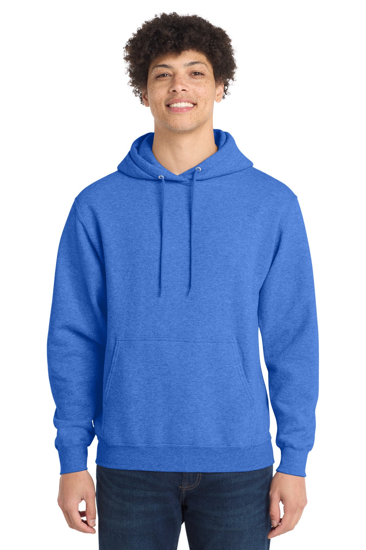 Port & Co Core Fleece Pullover Hooded Sweatshirt. PC78H in Heather Royal