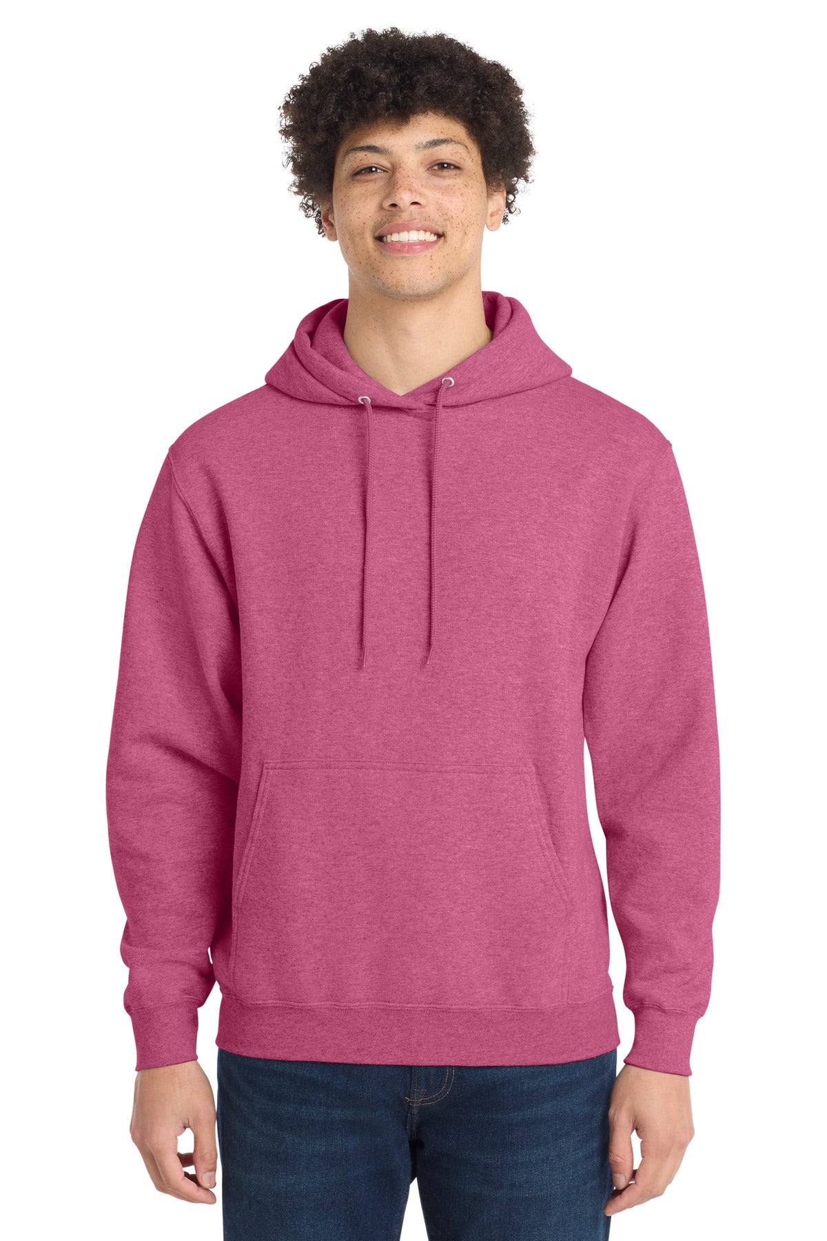 Port & Co Core Fleece Pullover Hooded Sweatshirt. PC78H in Heather Sangria