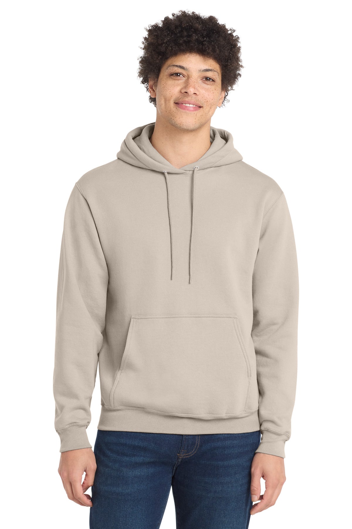 Port & Co Core Fleece Pullover Hooded Sweatshirt. PC78H in Light Sand