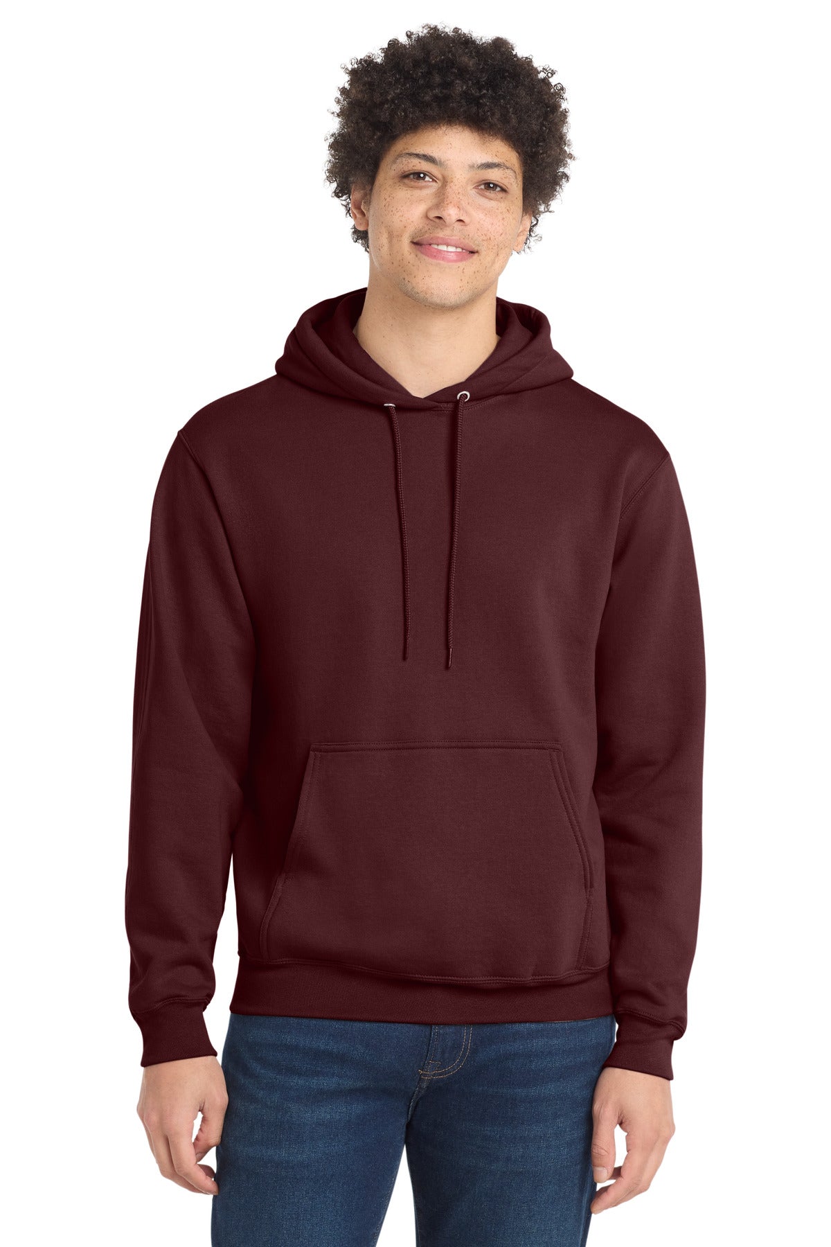 Port & Co Core Fleece Pullover Hooded Sweatshirt. PC78H in Maroon