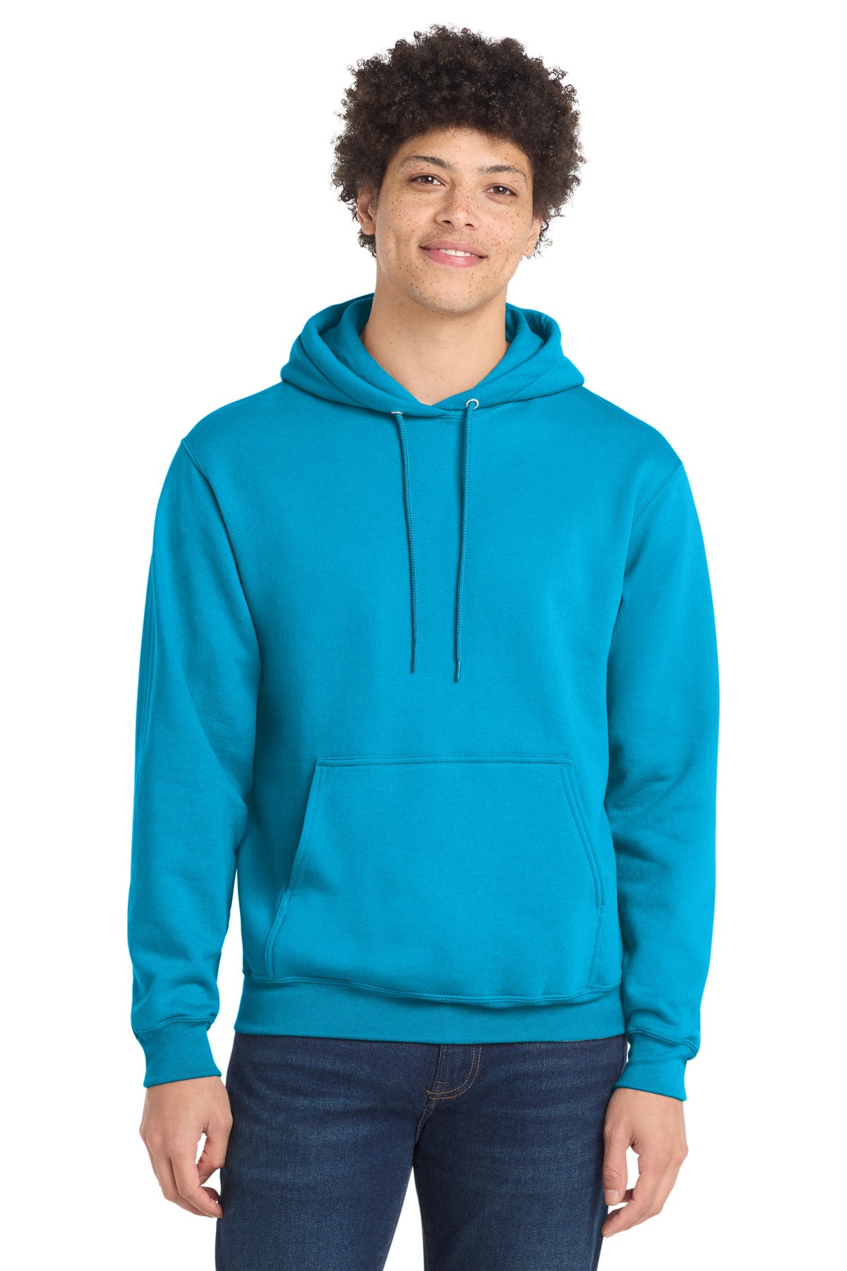 Port & Co Core Fleece Pullover Hooded Sweatshirt. PC78H in Neon Blue