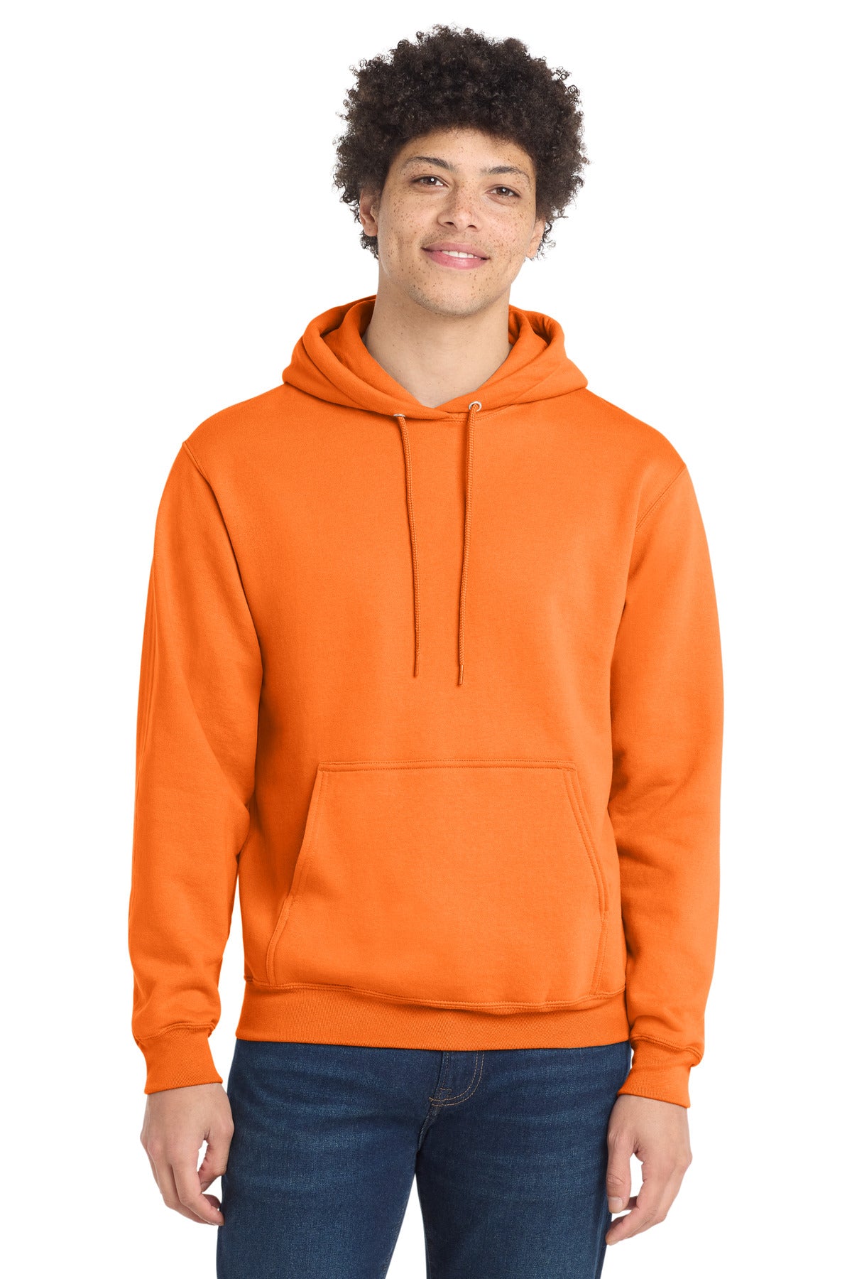 Port & Co Core Fleece Pullover Hooded Sweatshirt. PC78H in Neon Orange